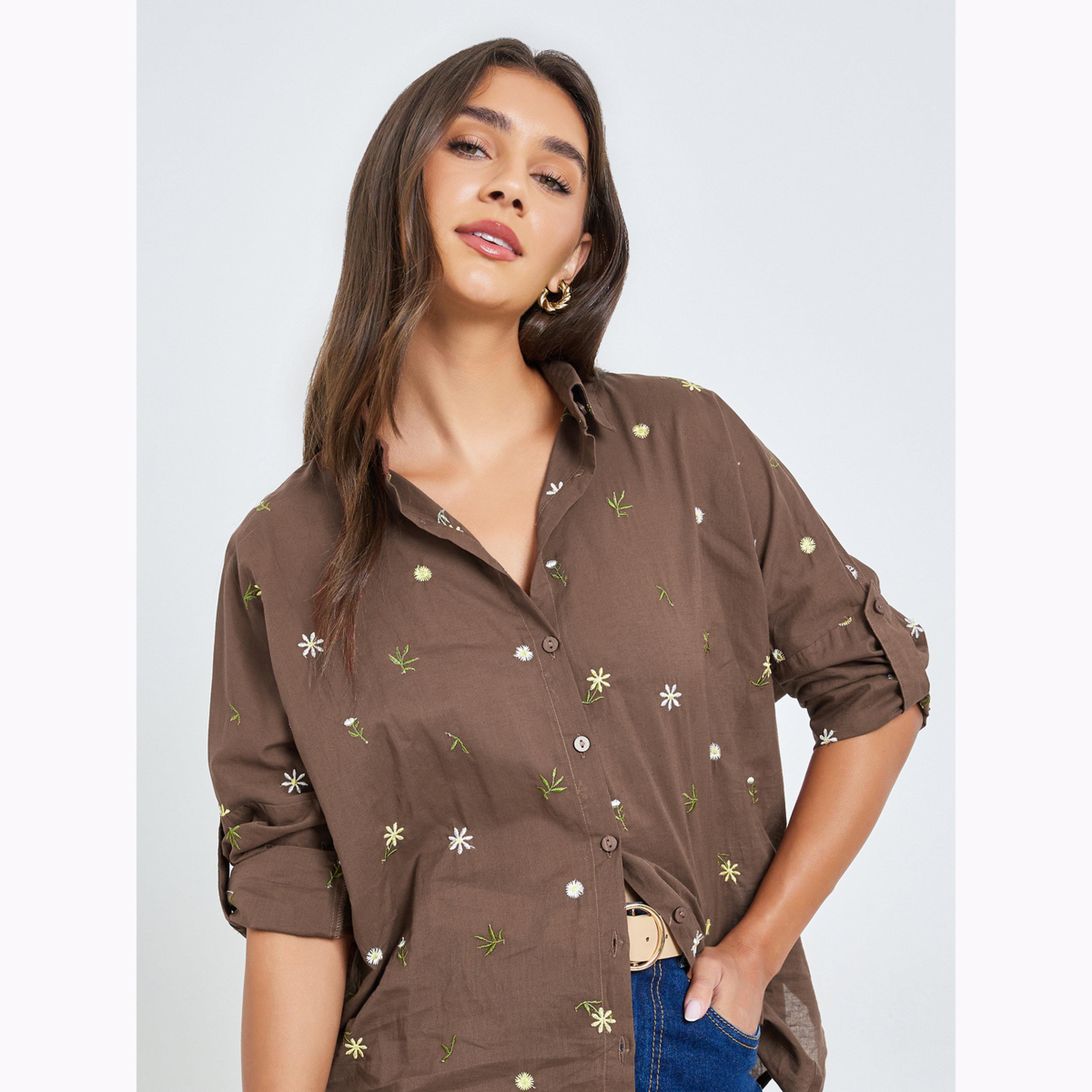 بلوزة طويلة مطرزة بمظهر الكتان-women-clothing-shirtsandblouses-shirts-image-3
