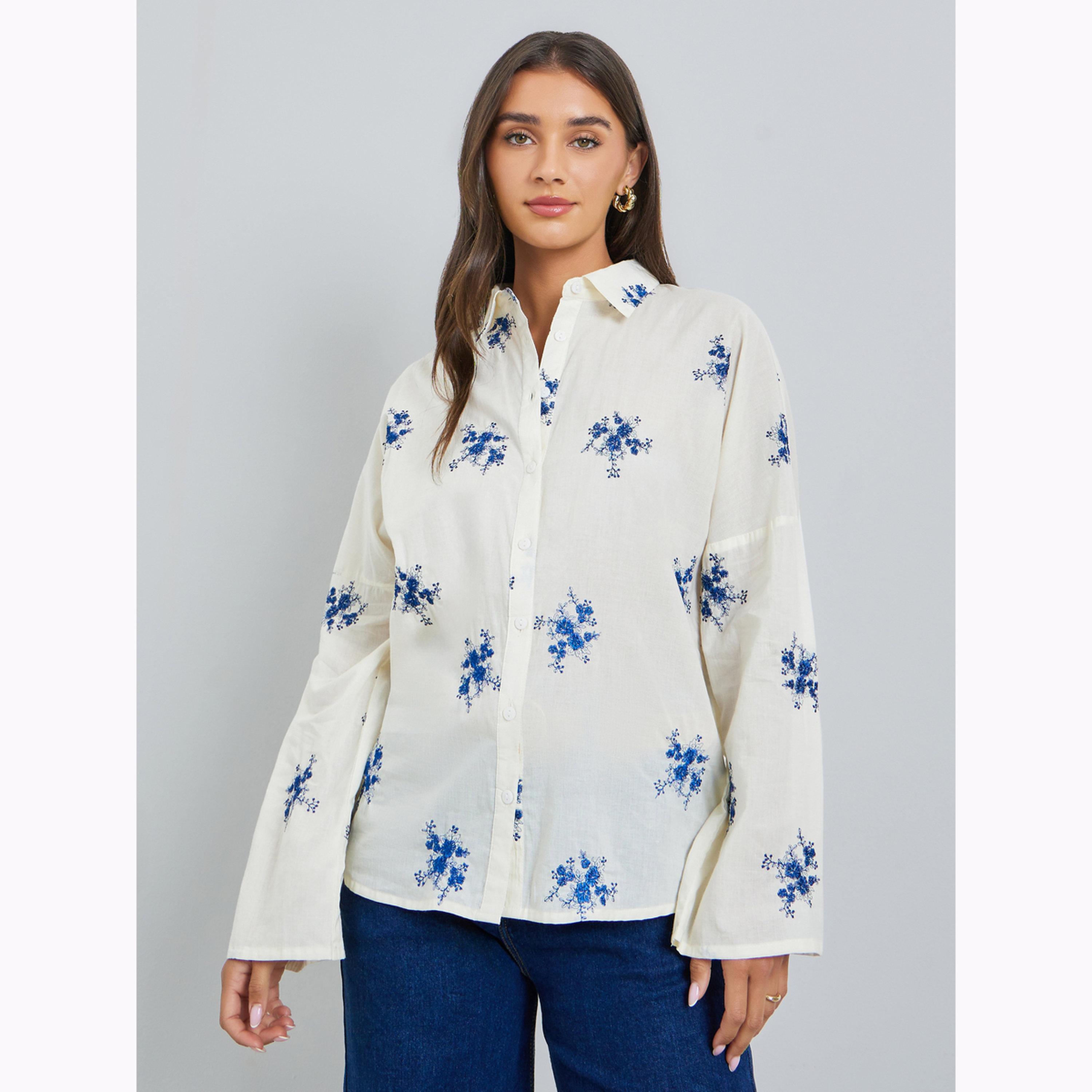 بلوزة فضفاضة بأكمام طويلة مطرزة-women-clothing-shirtsandblouses-shirts-image-1