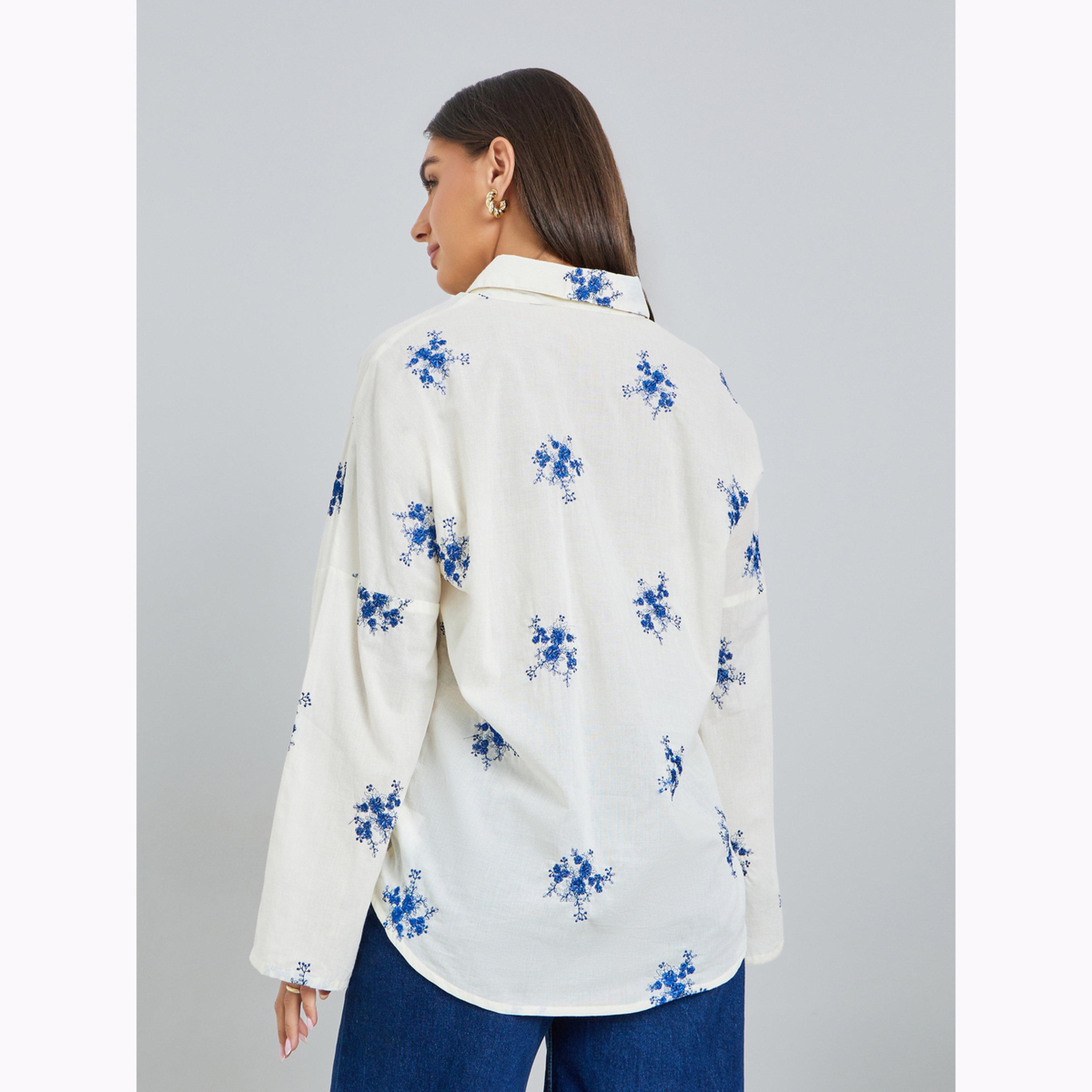 Styli Off-White Embroidered Long Sleeve Oversized Shirt-women-clothing-shirtsandblouses-shirts-image-4
