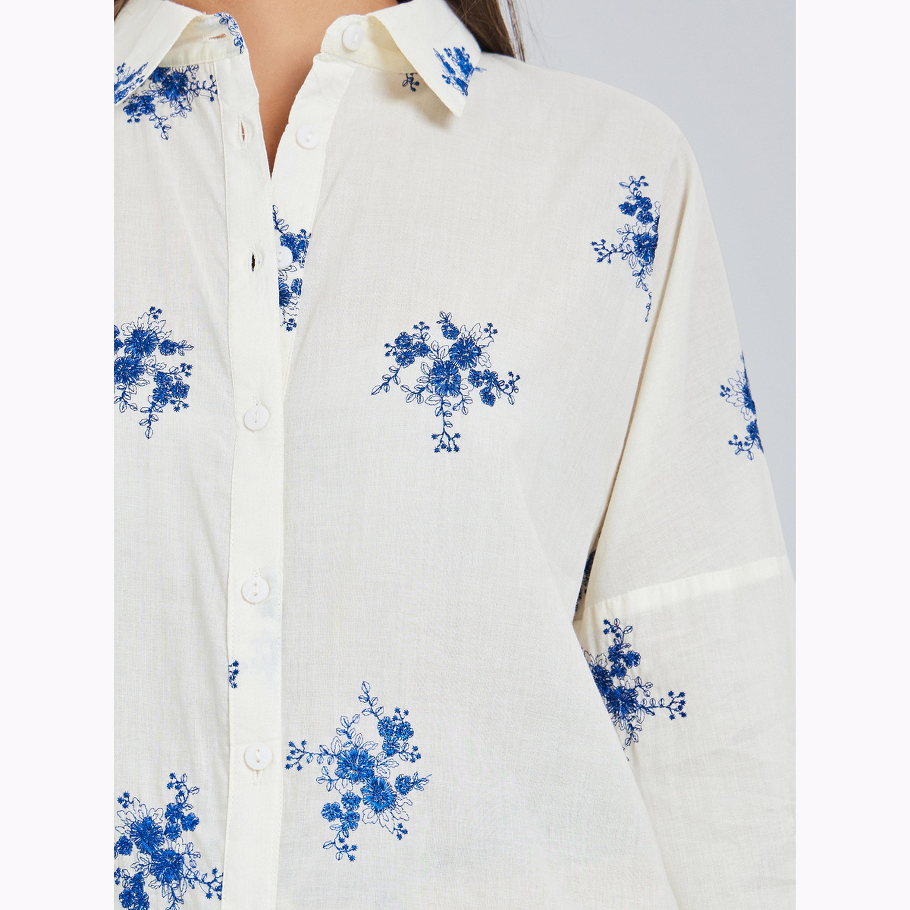 Styli Off-White Embroidered Long Sleeve Oversized Shirt-women-clothing-shirtsandblouses-shirts-image-5