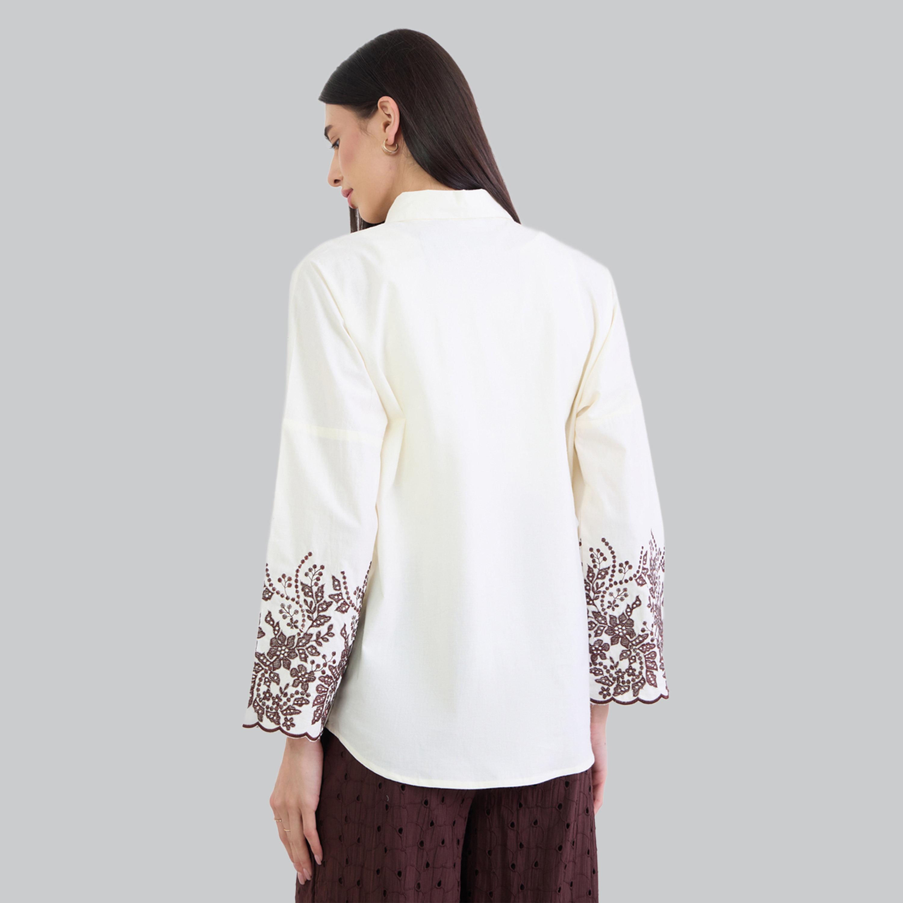قميص كبير الحجم بأكمام طويلة ومطرز لون أوف وايت-women-clothing-shirtsandblouses-shirts-image-4