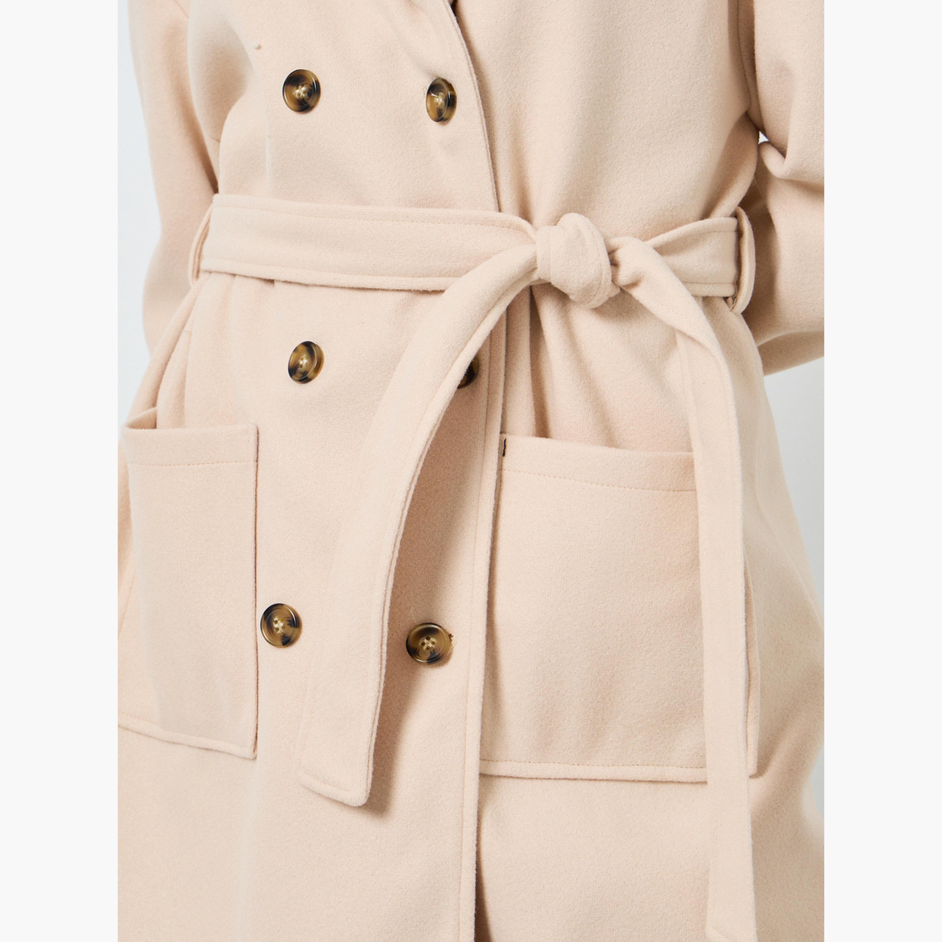 Take Two Women Solid Double-Breasted Hooded Belted Coat-women-clothing-coatsandjackets-coats-image-3