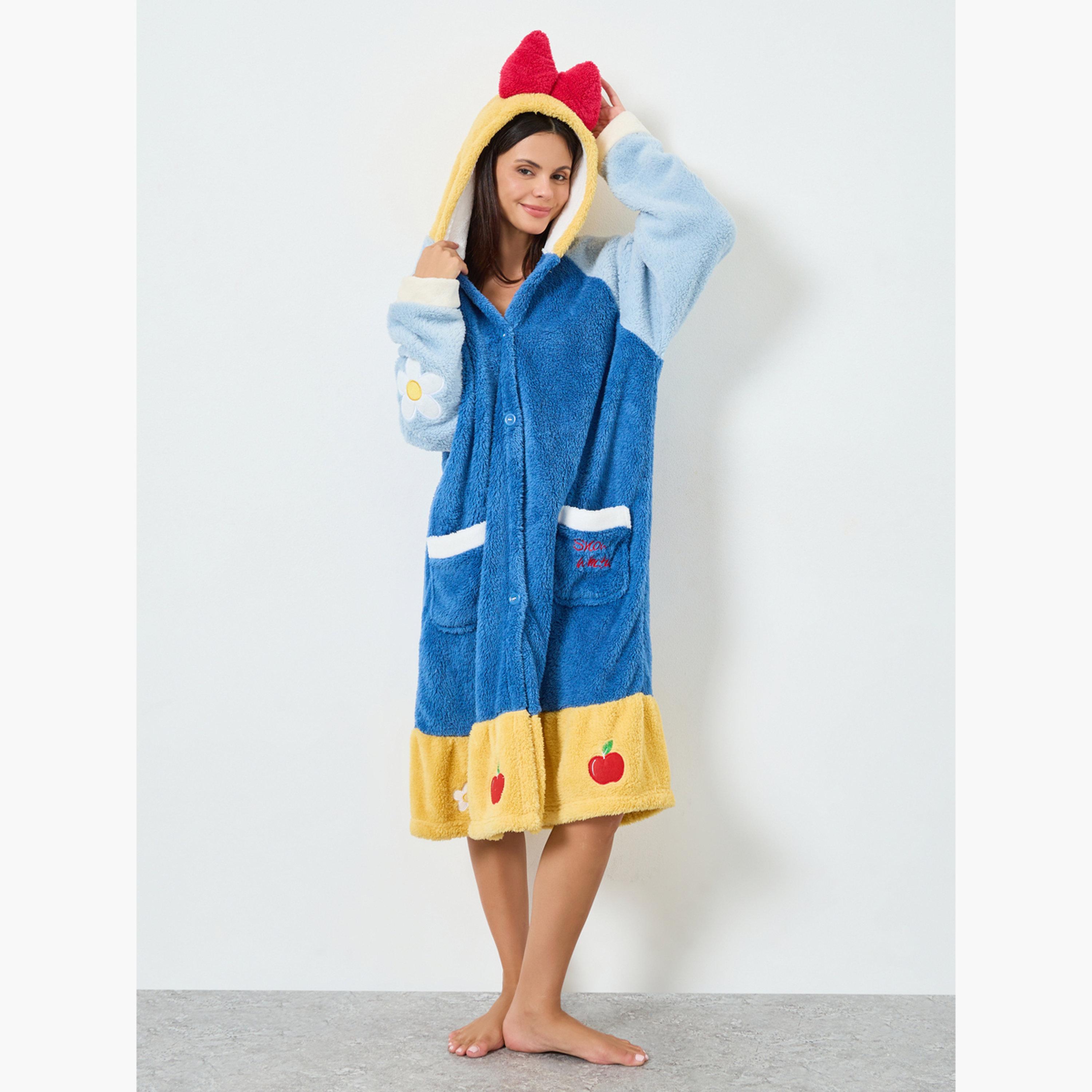 Styli Bow Hood Plush Fleece Robe-women-clothing-nightwear-robes-image-2