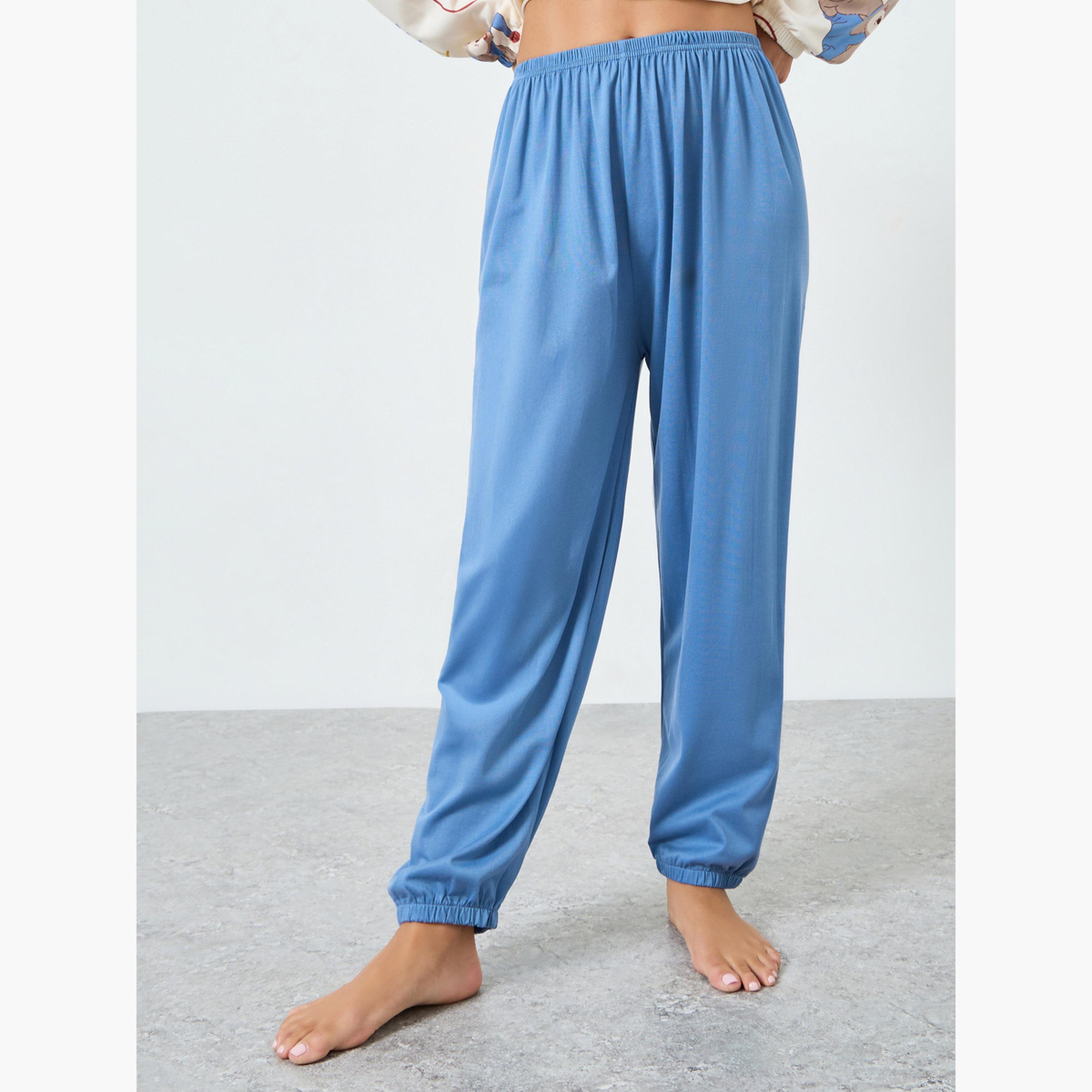 Styli Bear Print Long Sleeve T-Shirt and Pyjama Set-women-clothing-nightwear-pyjamas-longsets-image-4