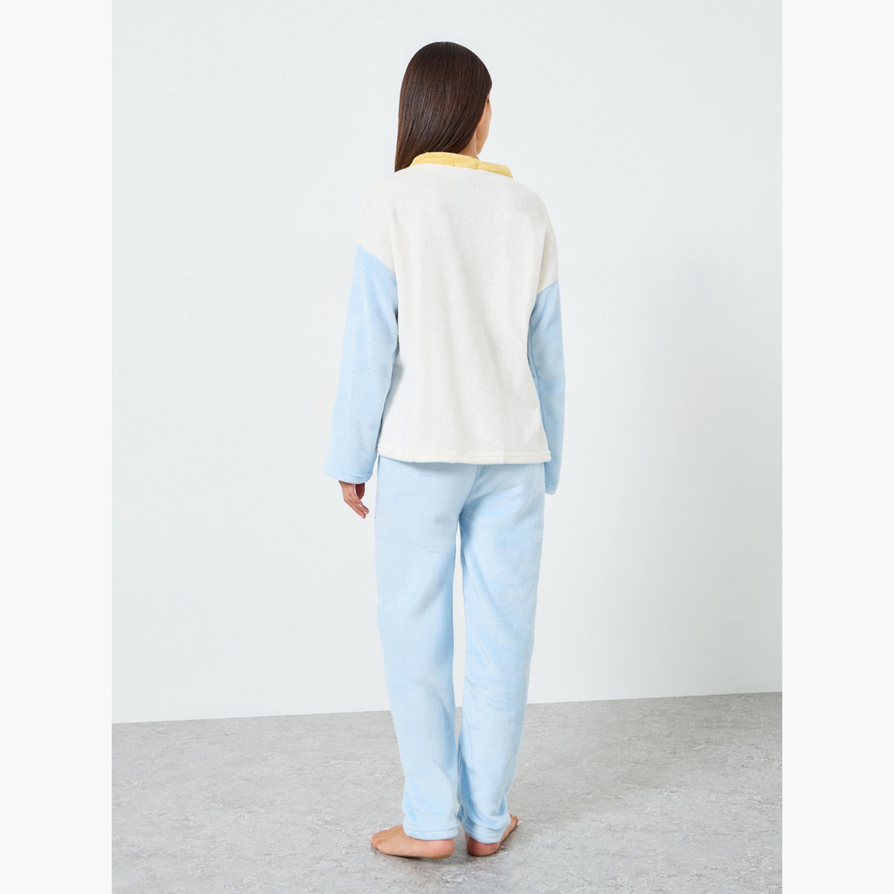 طقم بيجاما من بنطال وبلوزة فليس بأكمام طويلة مريحة-women-clothing-nightwear-pyjamas-longsets-image-5