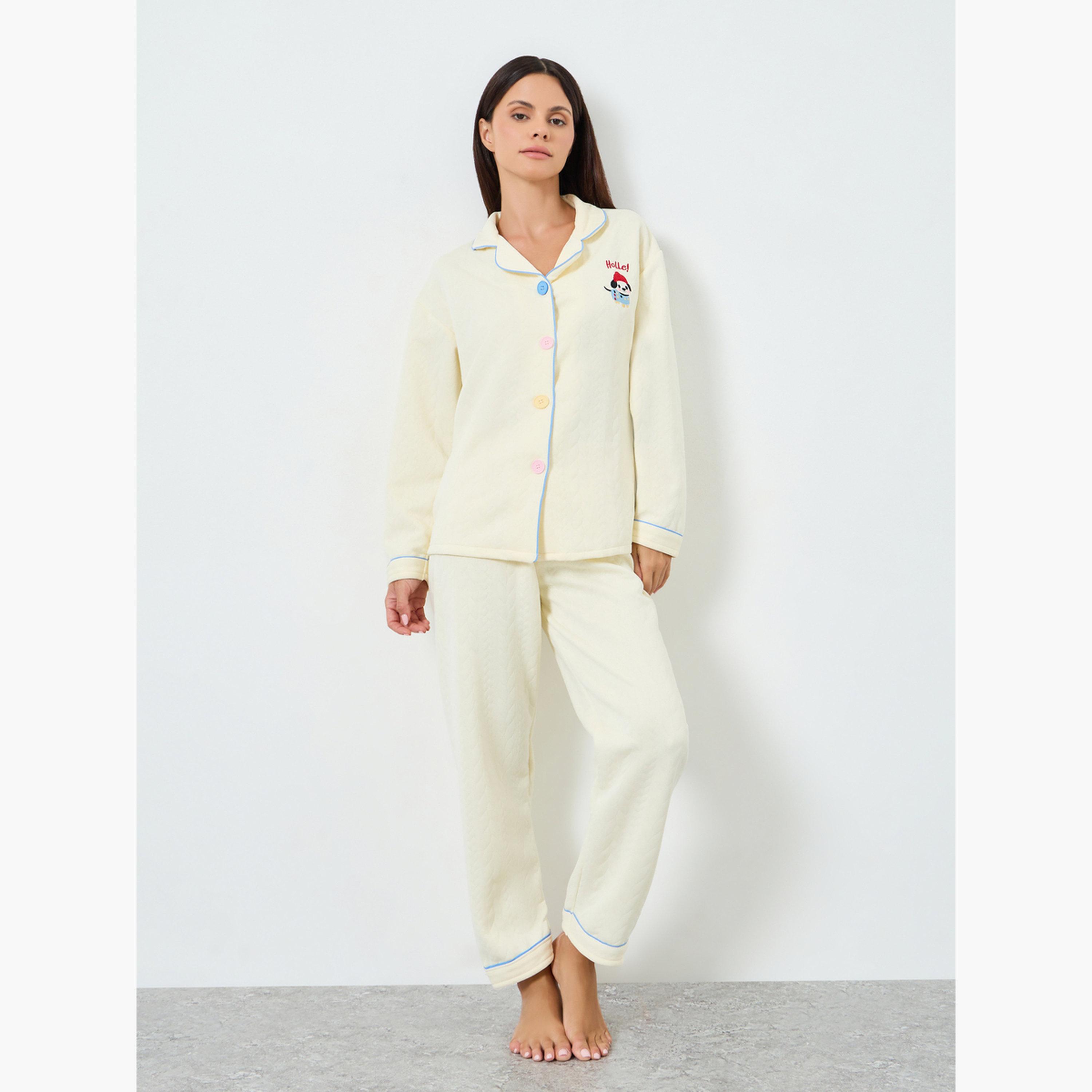 طقم بيجاما من بنطال وبلوزة بأكمام طويلة-women-clothing-nightwear-pyjamas-longsets-image-1