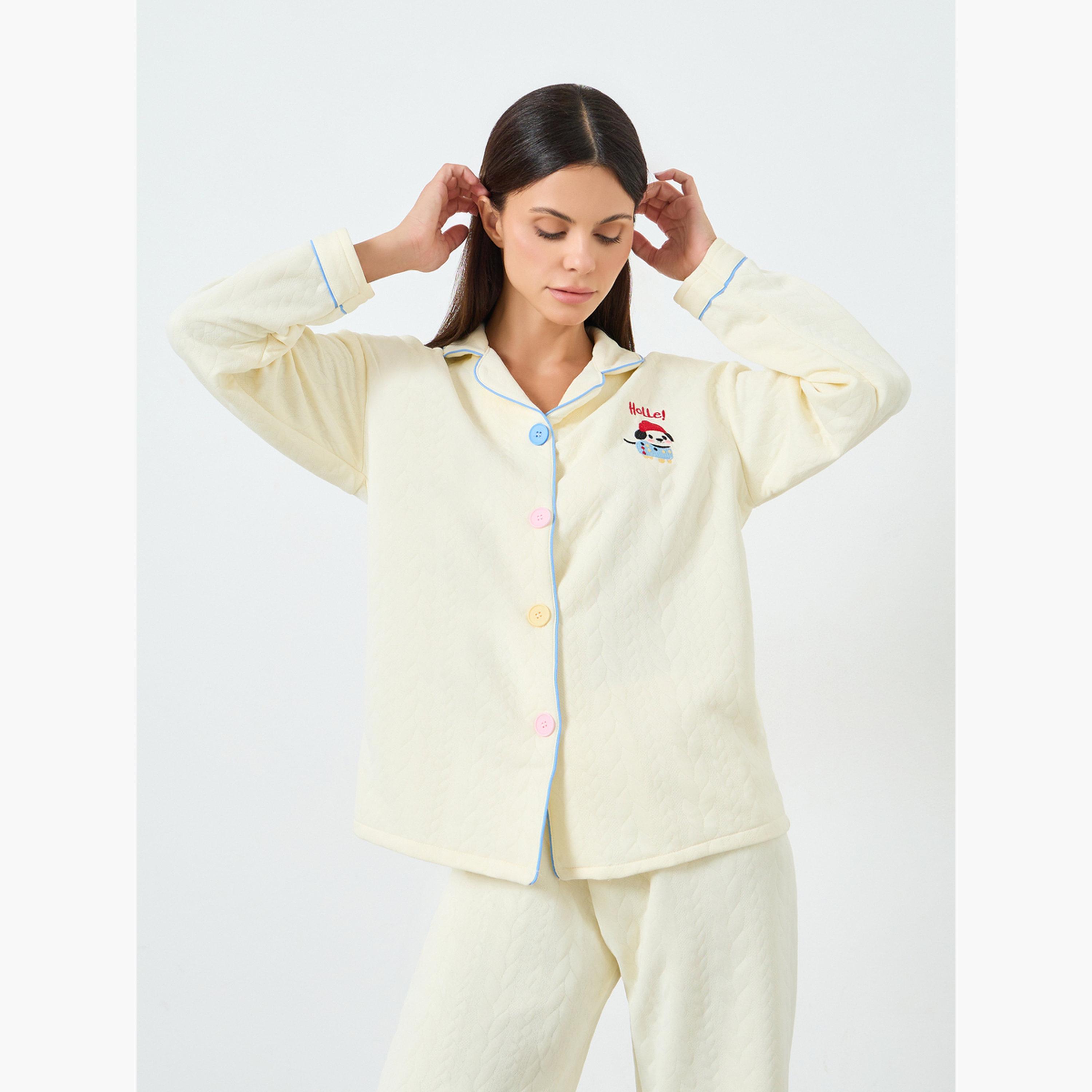 طقم بيجاما من بنطال وبلوزة بأكمام طويلة-women-clothing-nightwear-pyjamas-longsets-image-2
