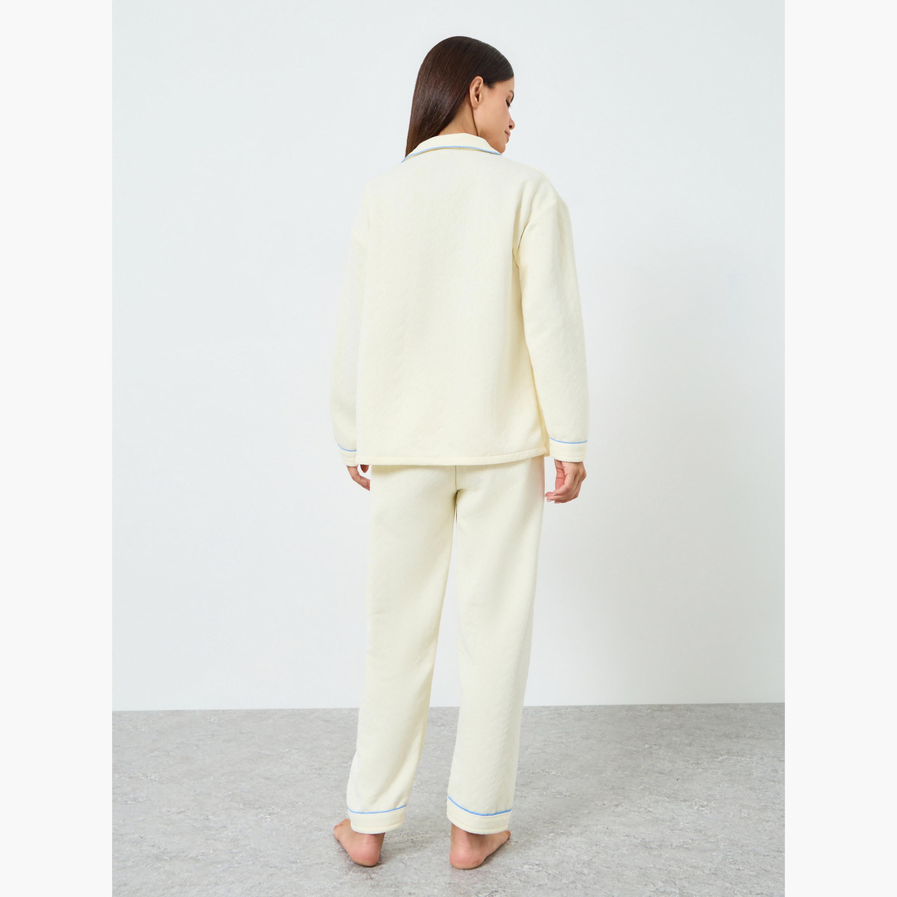 Styli Cable Knit Long Sleeve Shirt and Pyjama Set-women-clothing-nightwear-pyjamas-longsets-image-5