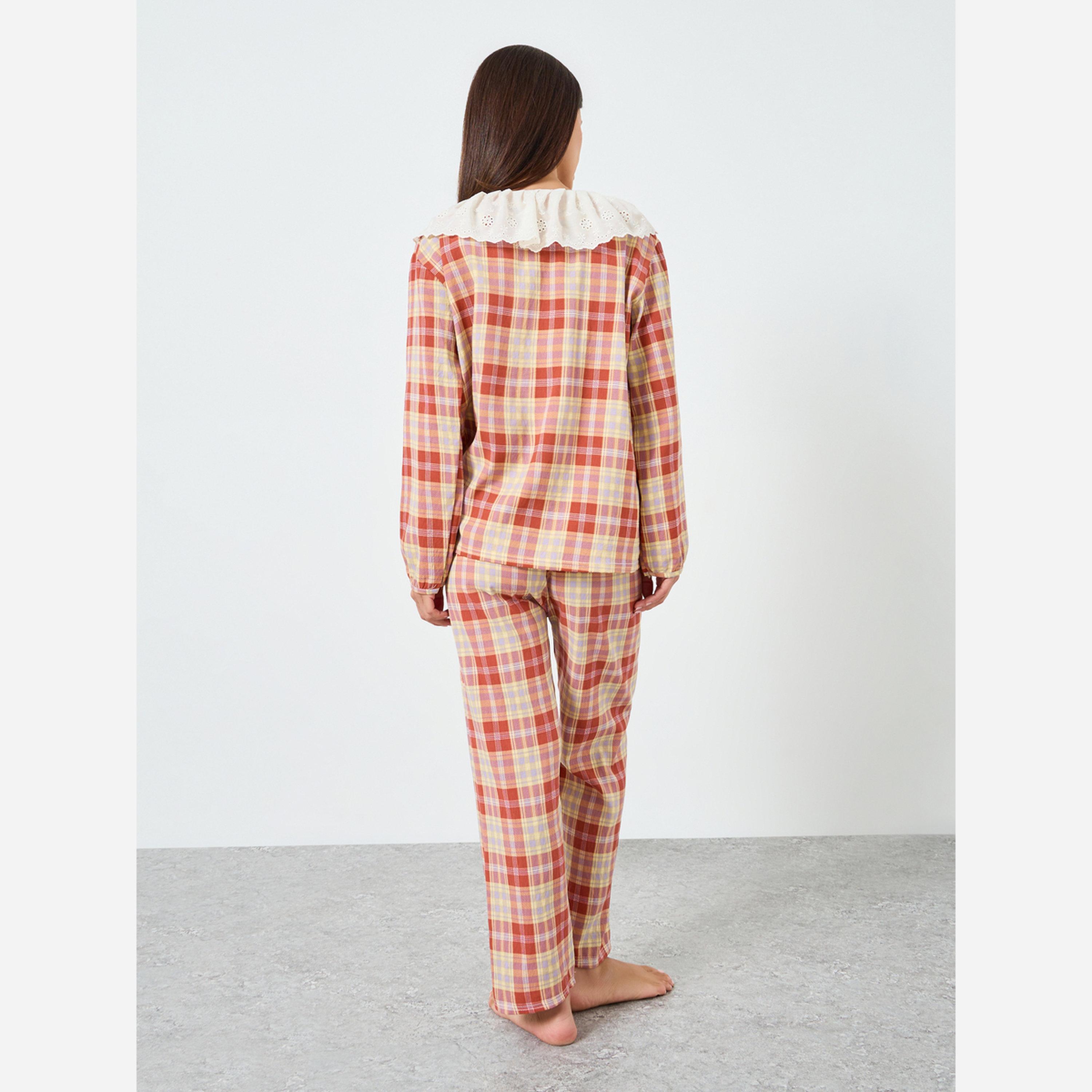 Styli Check Patter Tops&Pants Pajama Long Sets-women-clothing-nightwear-pyjamas-longsets-image-4