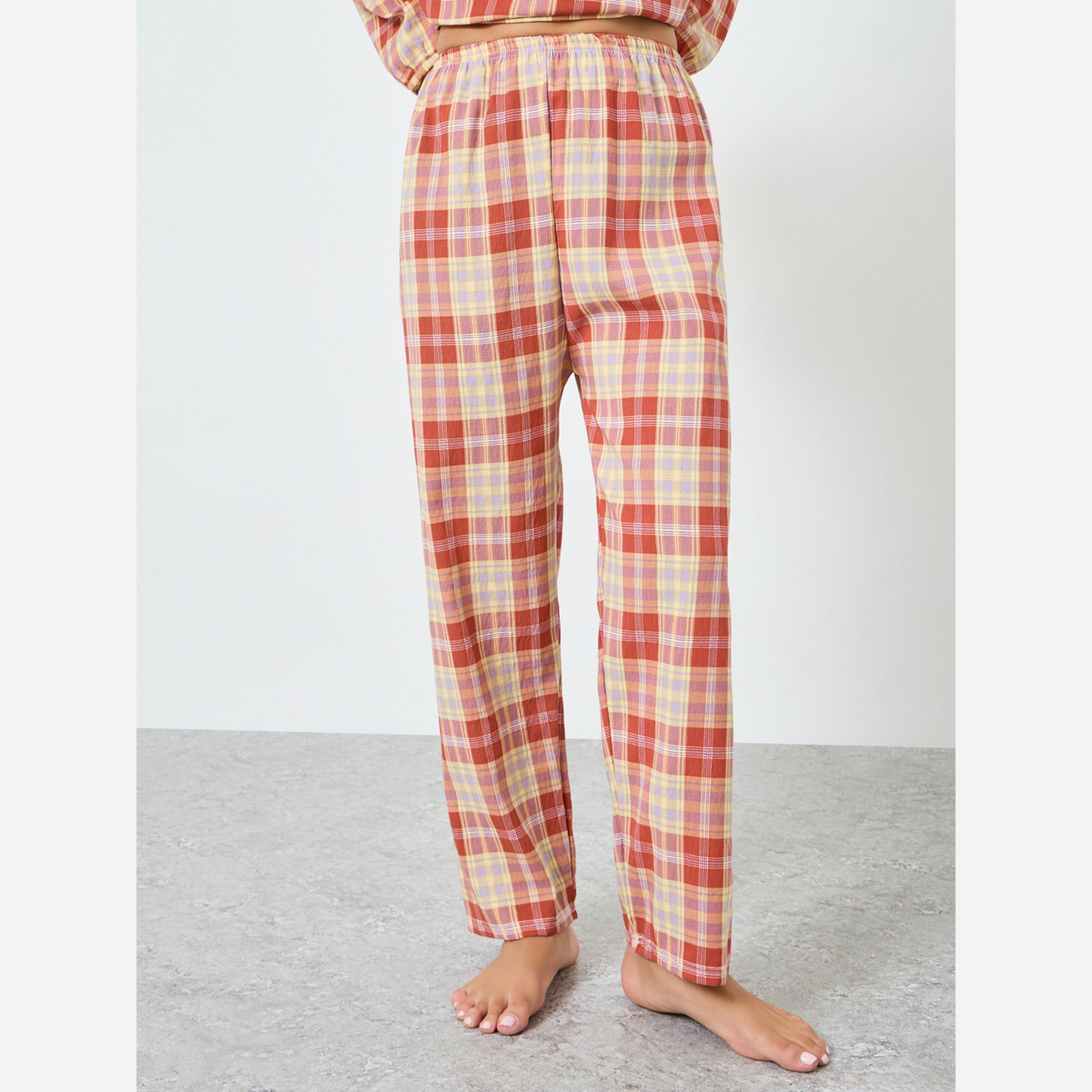 Styli Check Patter Tops&Pants Pajama Long Sets-women-clothing-nightwear-pyjamas-longsets-image-5