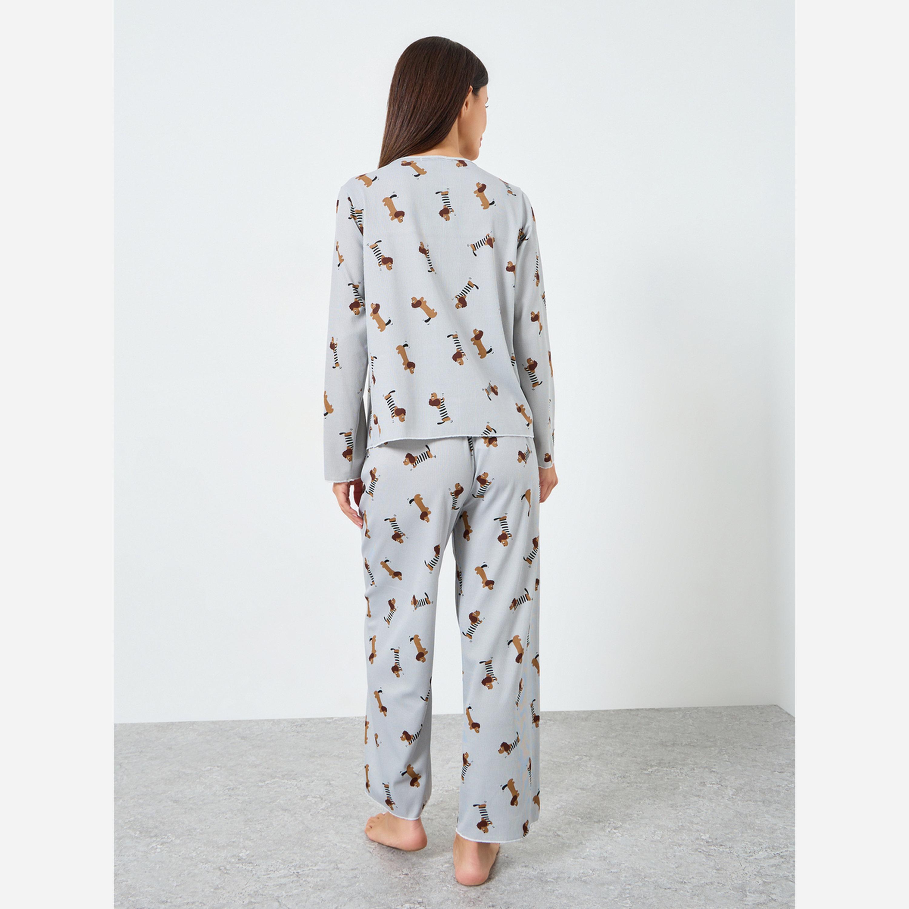 ستايلي - بيجاما بطبعة-women-clothing-nightwear-pyjamas-longsets-image-3