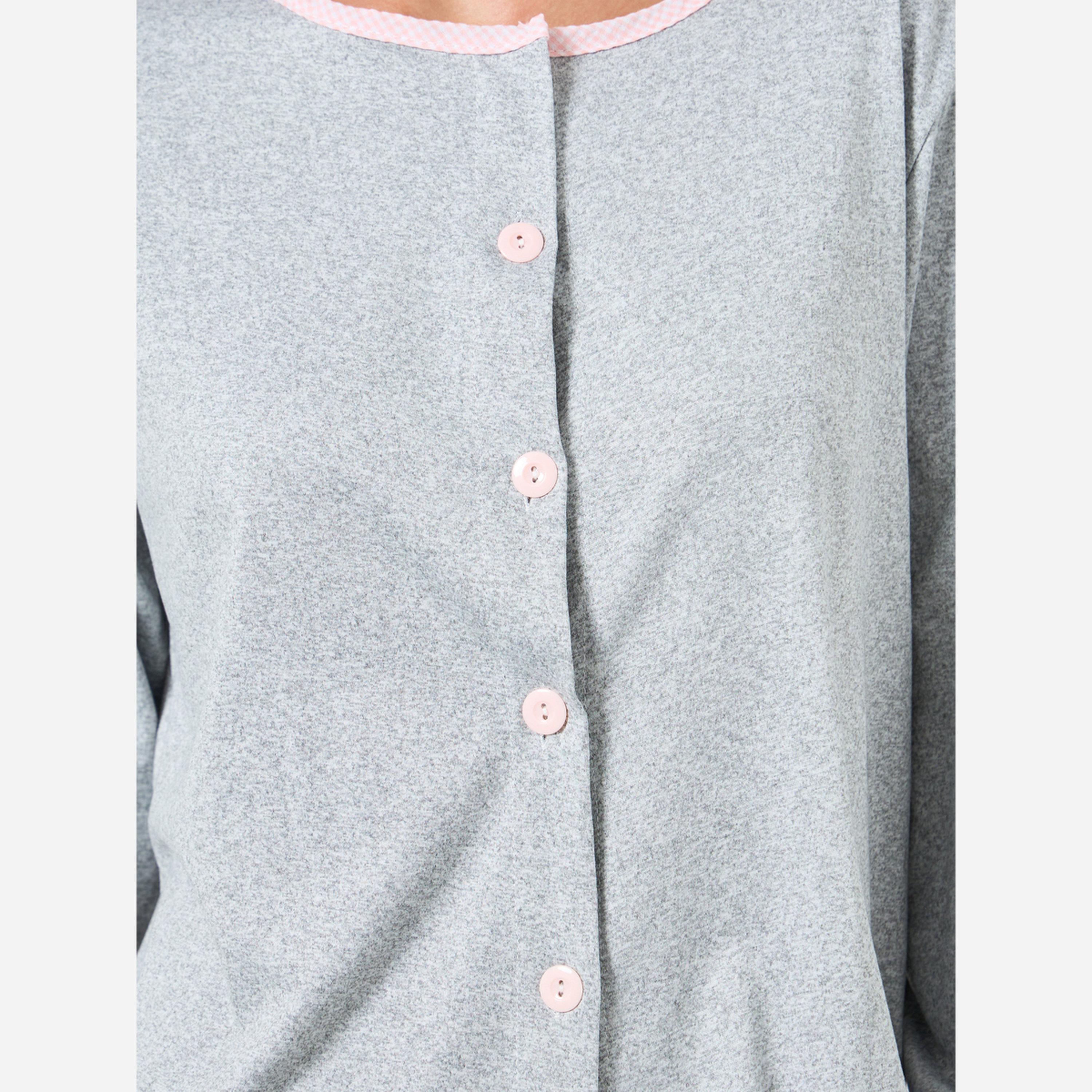 ستايلي - بيجاما فتحة أمامية سادة بلوزة وبنطال-women-clothing-nightwear-pyjamas-longsets-image-5