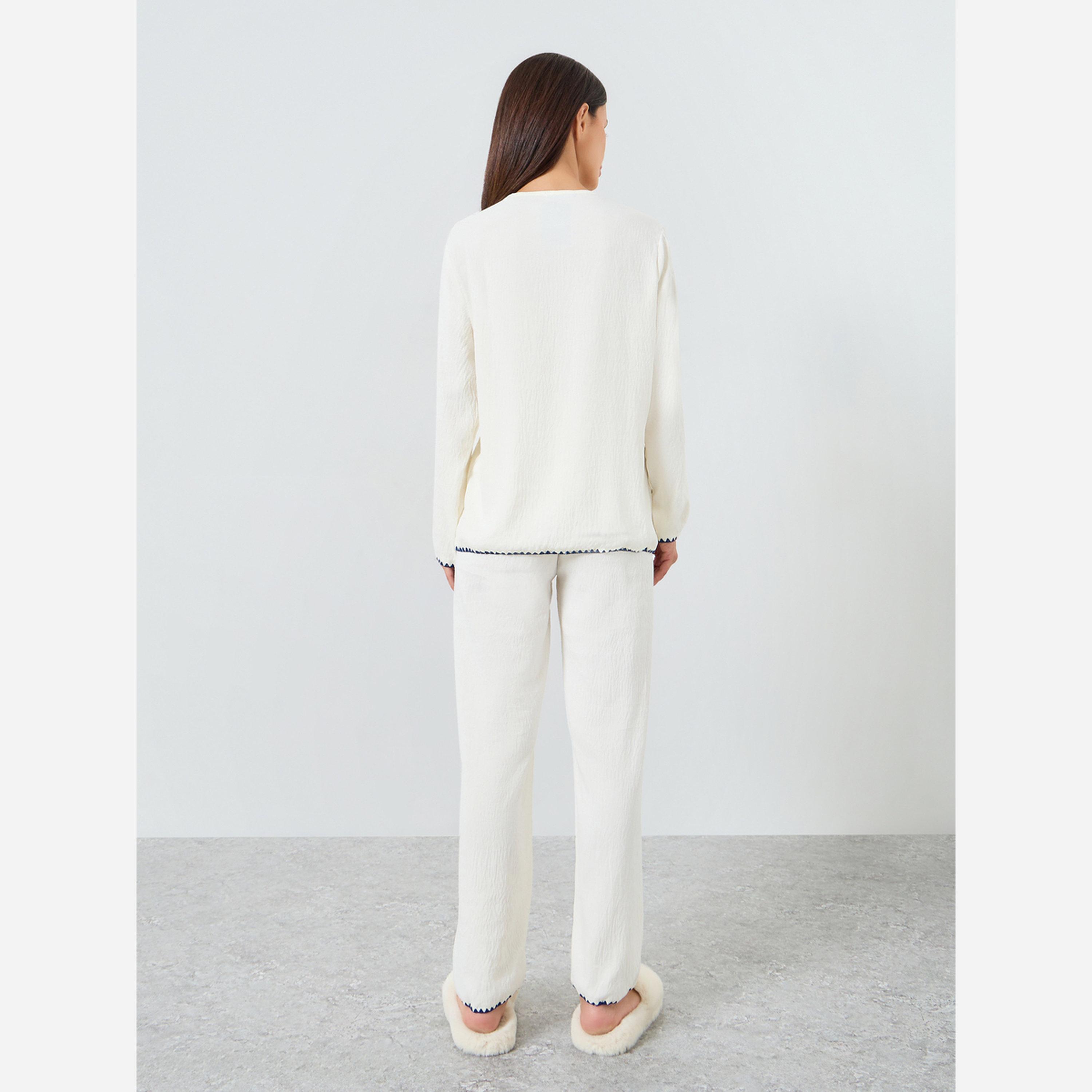 ستايلي - بيجاما طويل مكون من قميص وبنطال بلونين متناقضين-women-clothing-nightwear-pyjamas-longsets-image-4