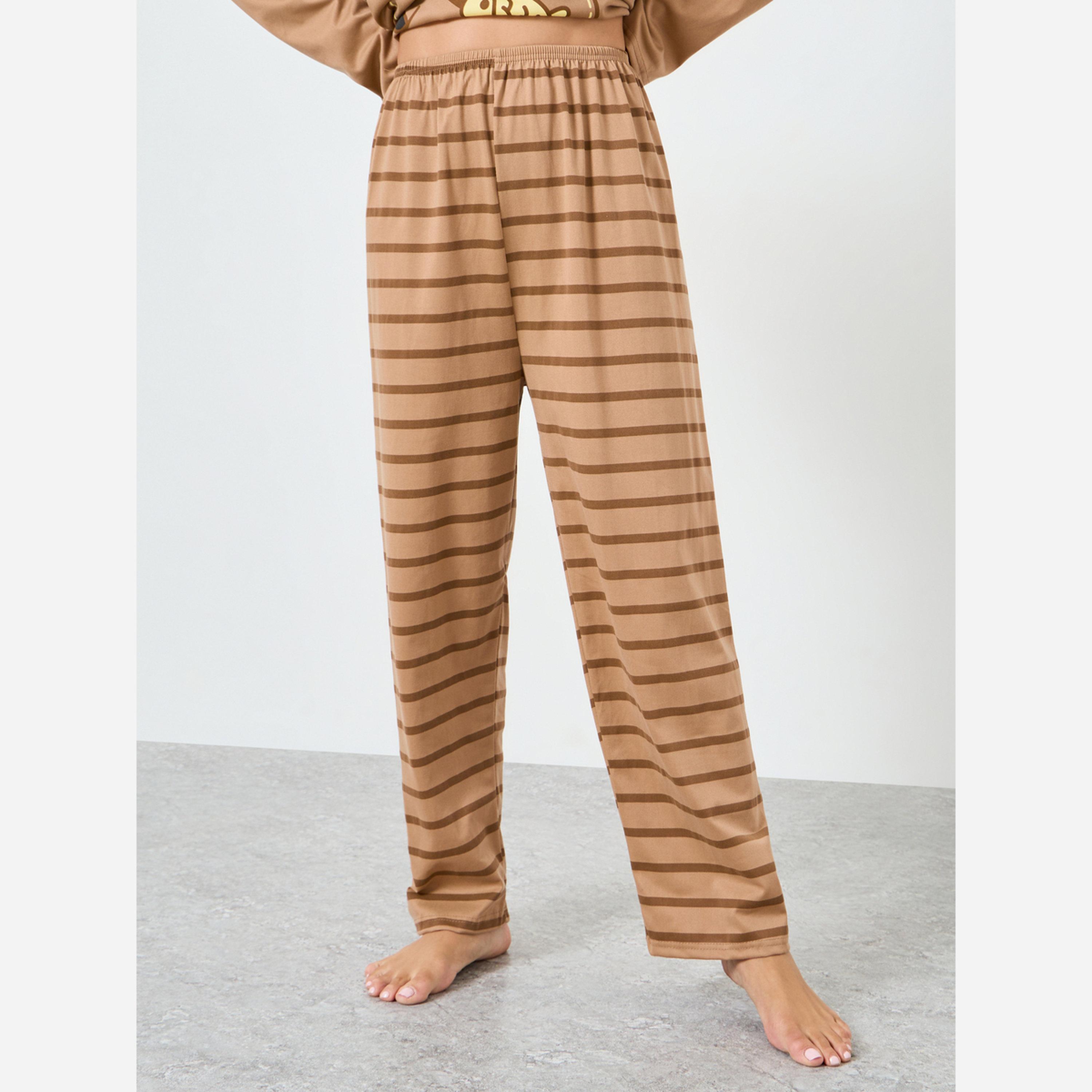 Styli Bear Printed Long Sleeve Tee&Pajama Long Sets-women-clothing-nightwear-pyjamas-longsets-image-5