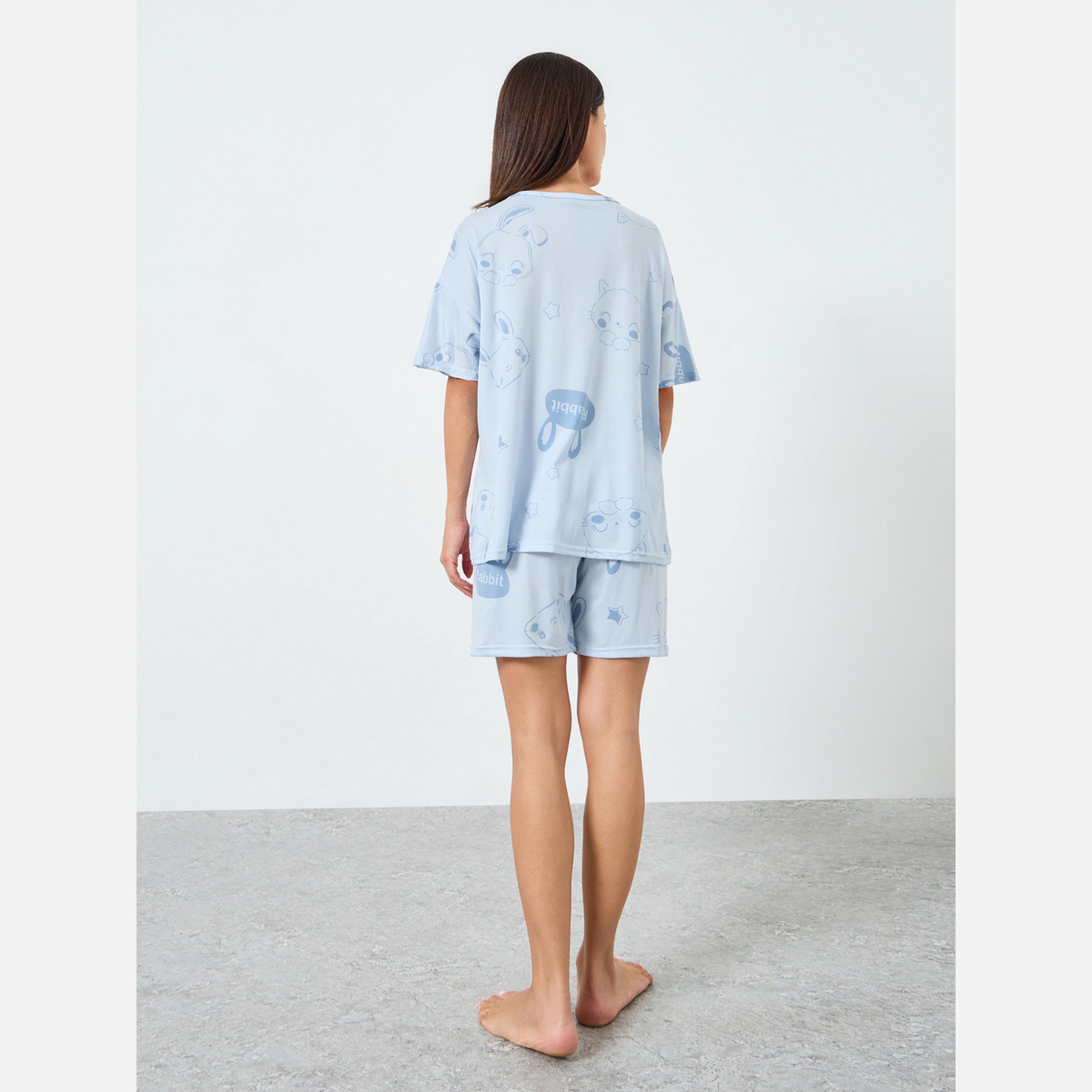 ستايلي - بيجاما بطبعة-women-clothing-nightwear-pyjamas-shortsets-image-3