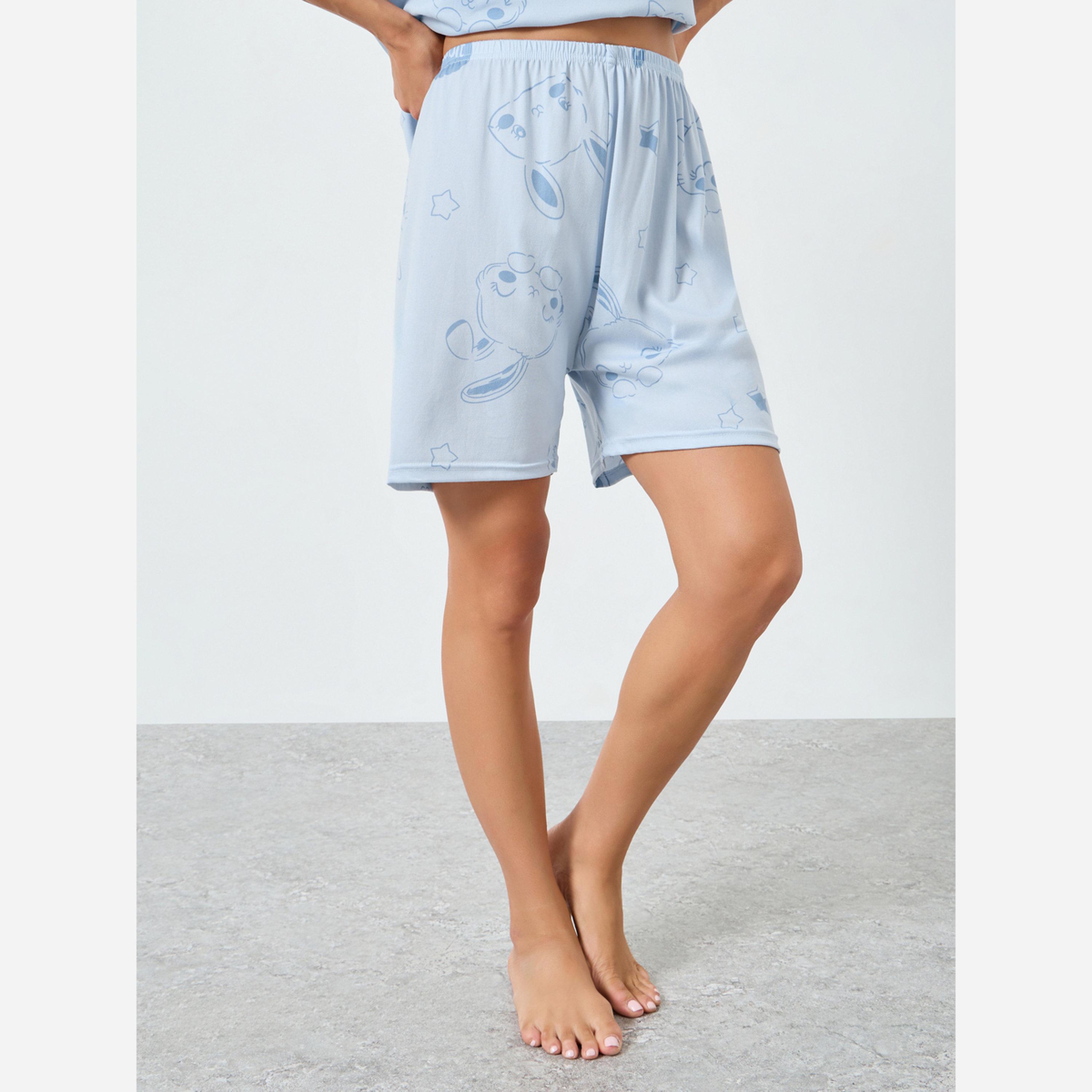 Styli Printed Tee&Shorts Pajama Short Sets-women-clothing-nightwear-pyjamas-shortsets-image-4