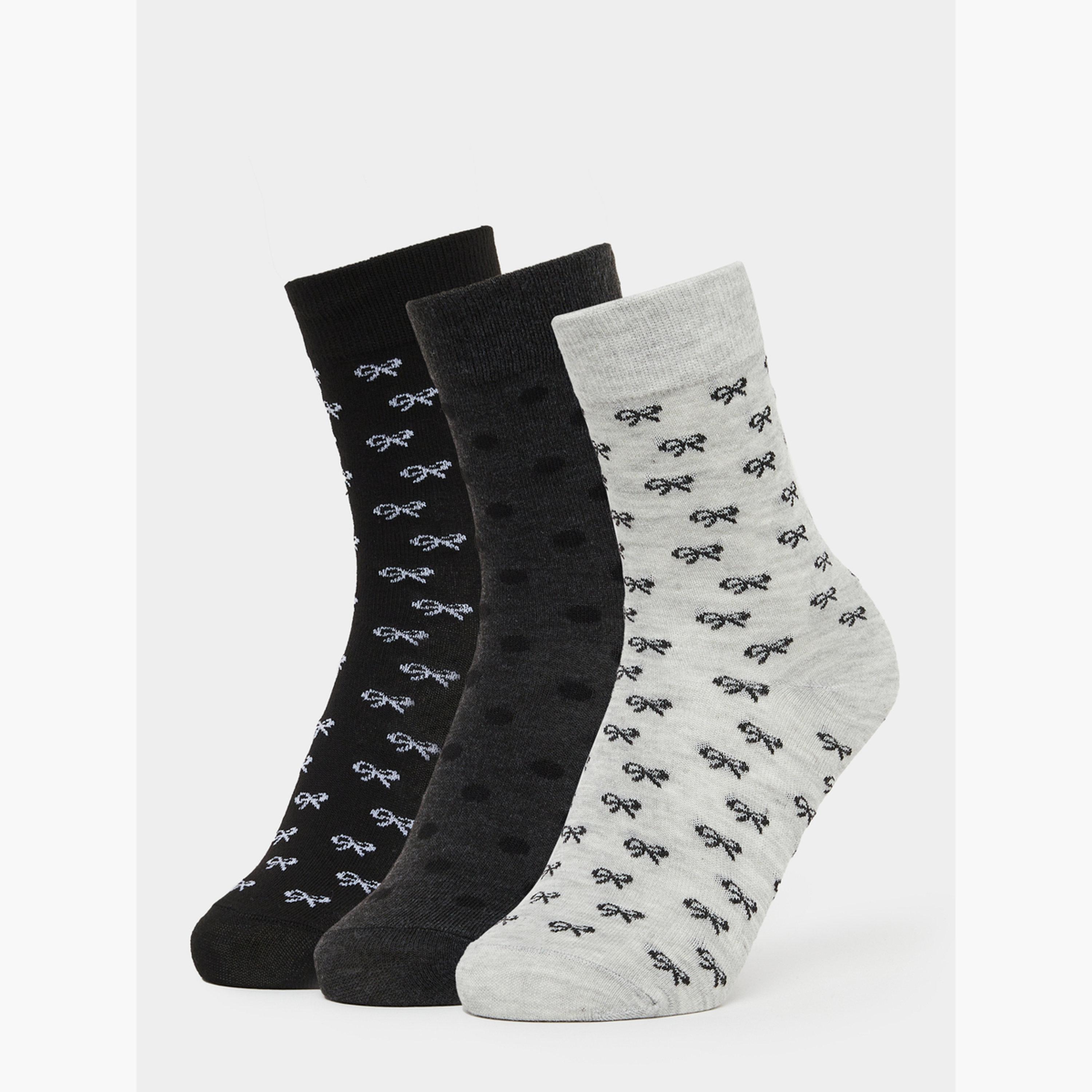 Styli Pack of 2 - Heart Print Crew Socks-women-socksandstockings-image-1