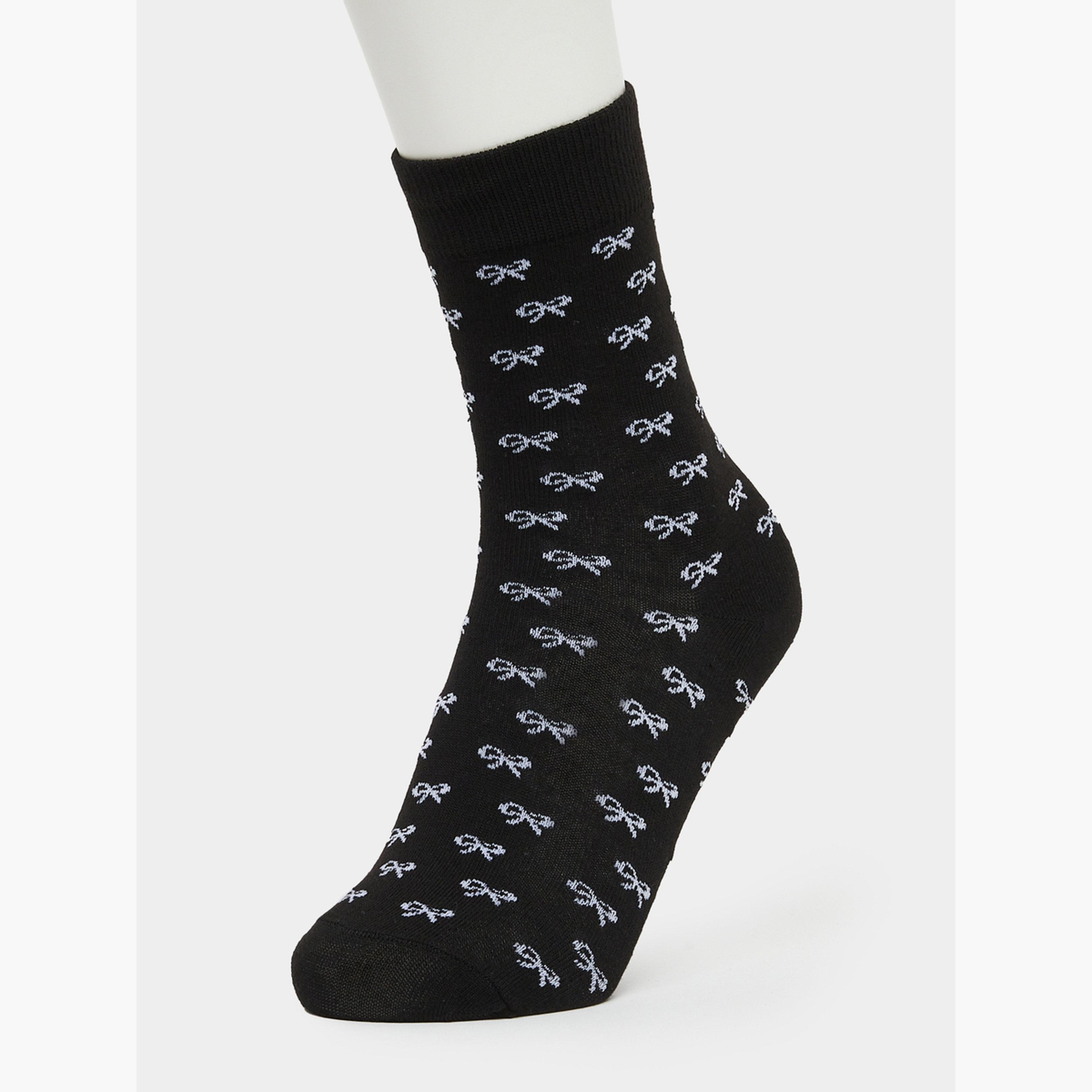 Styli Pack of 2 - Heart Print Crew Socks-women-socksandstockings-image-2