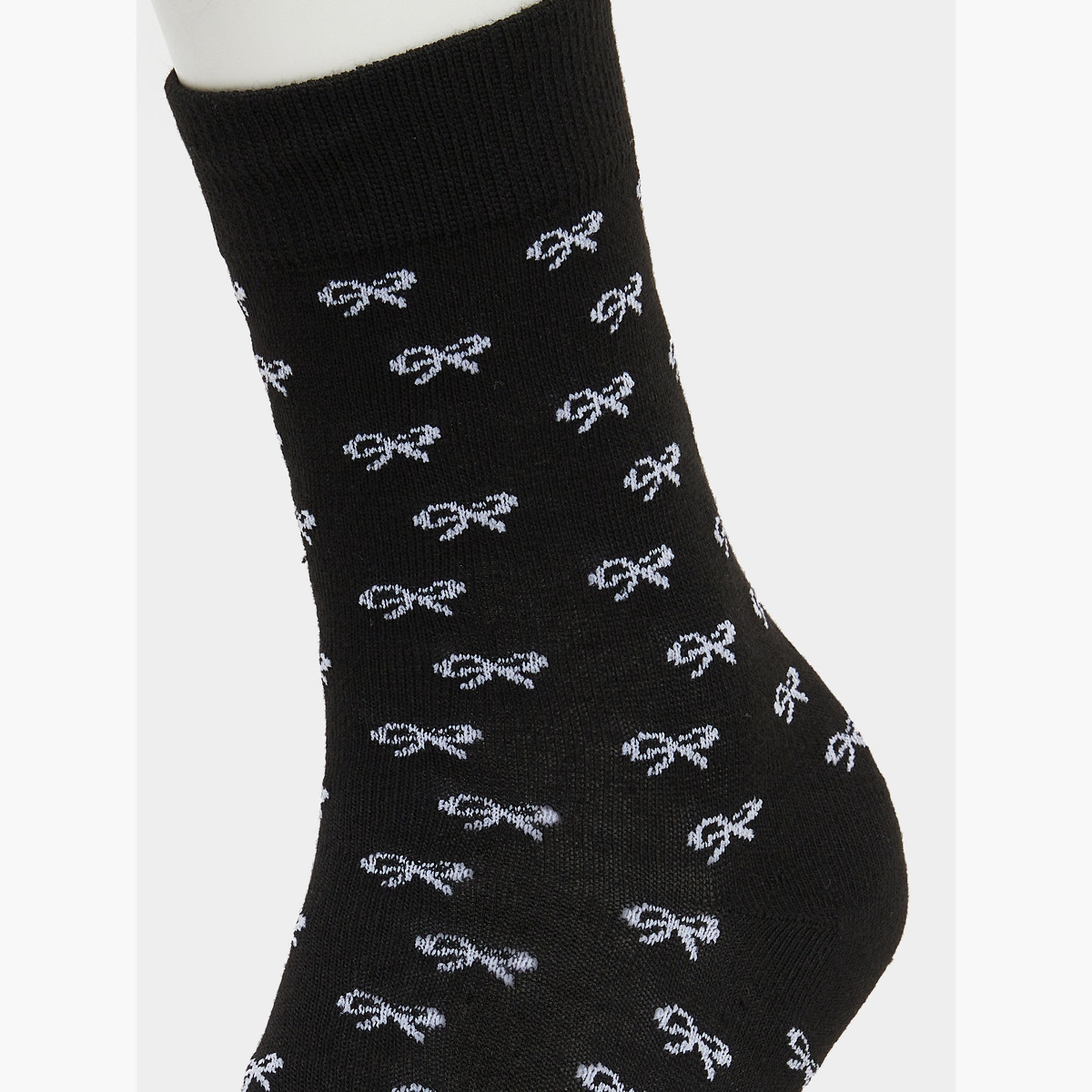 Styli Pack of 2 - Heart Print Crew Socks-women-socksandstockings-image-3