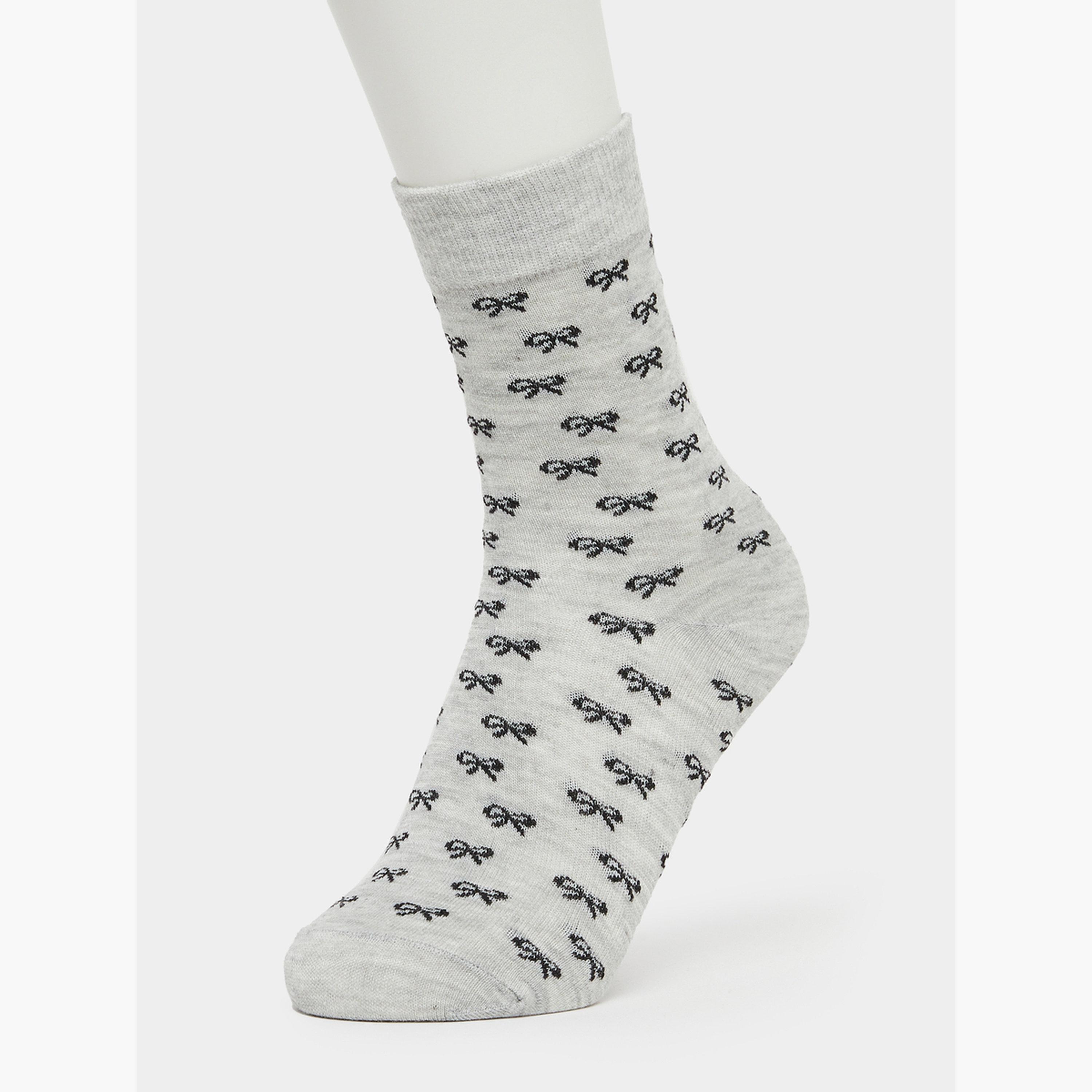 Styli Pack of 2 - Heart Print Crew Socks-women-socksandstockings-image-6
