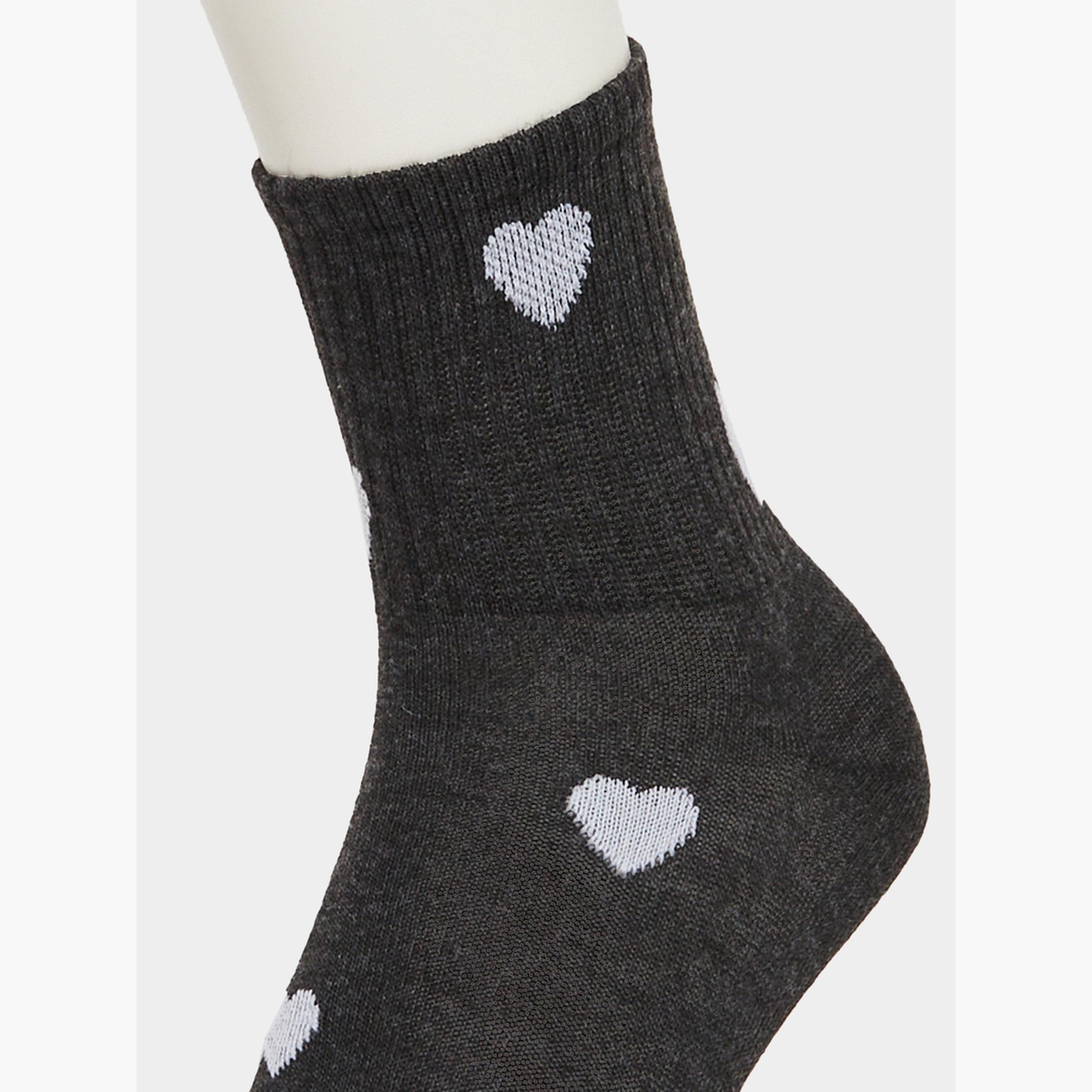 Styli Pack of 3 - Heart Print Quarter Socks-women-socksandstockings-image-3