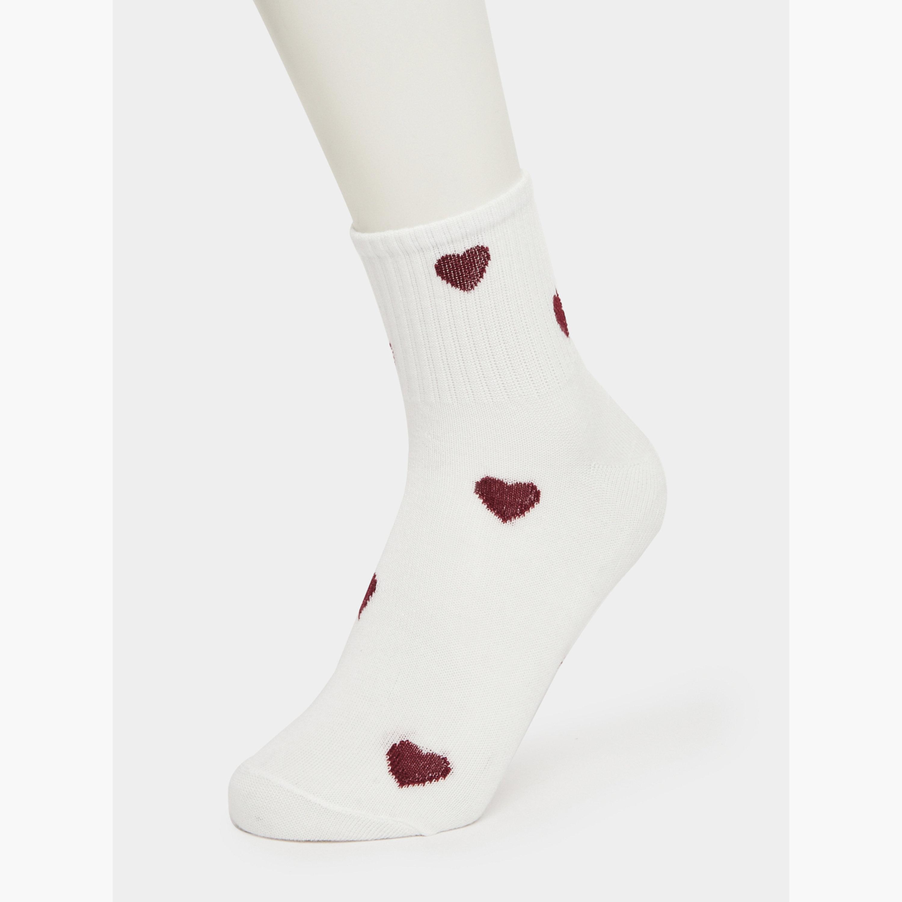 Styli Pack of 3 - Heart Print Quarter Socks-women-socksandstockings-image-4