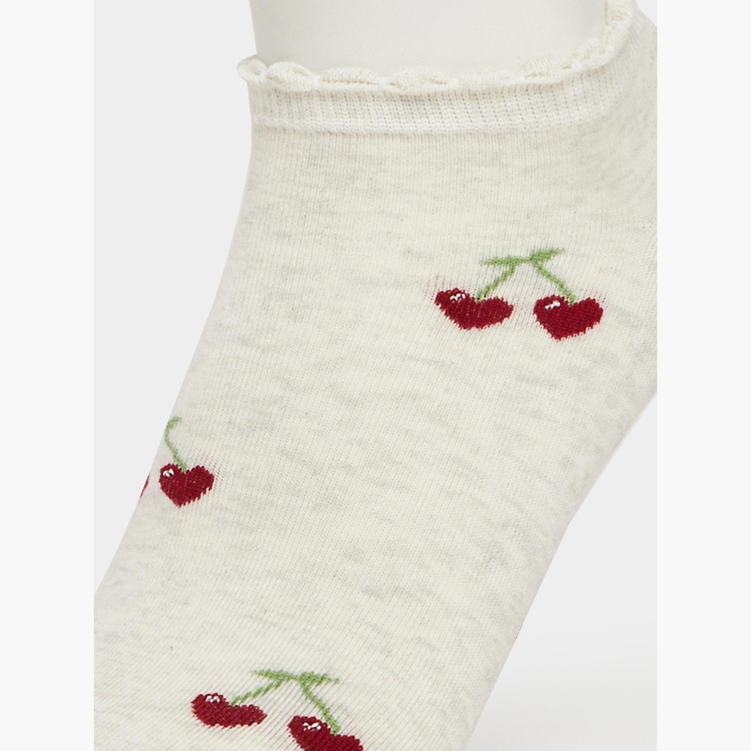 Styli Pack of 3 - Cherry Print Ankle Socks-women-socksandstockings-image-3
