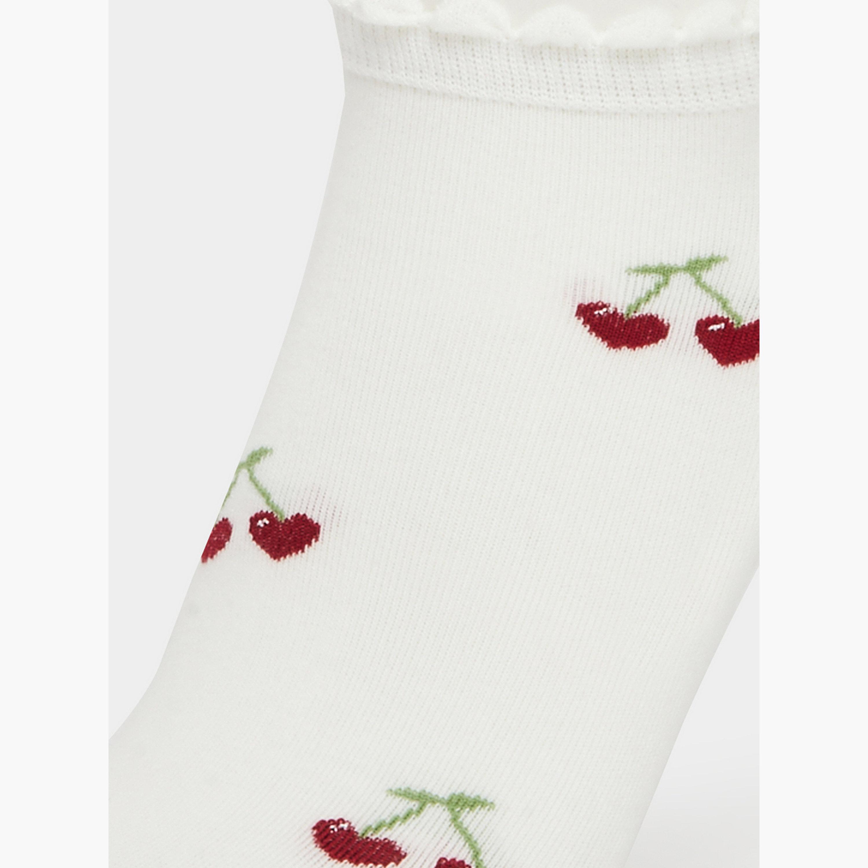 Styli Pack of 3 - Cherry Print Ankle Socks-women-socksandstockings-image-5