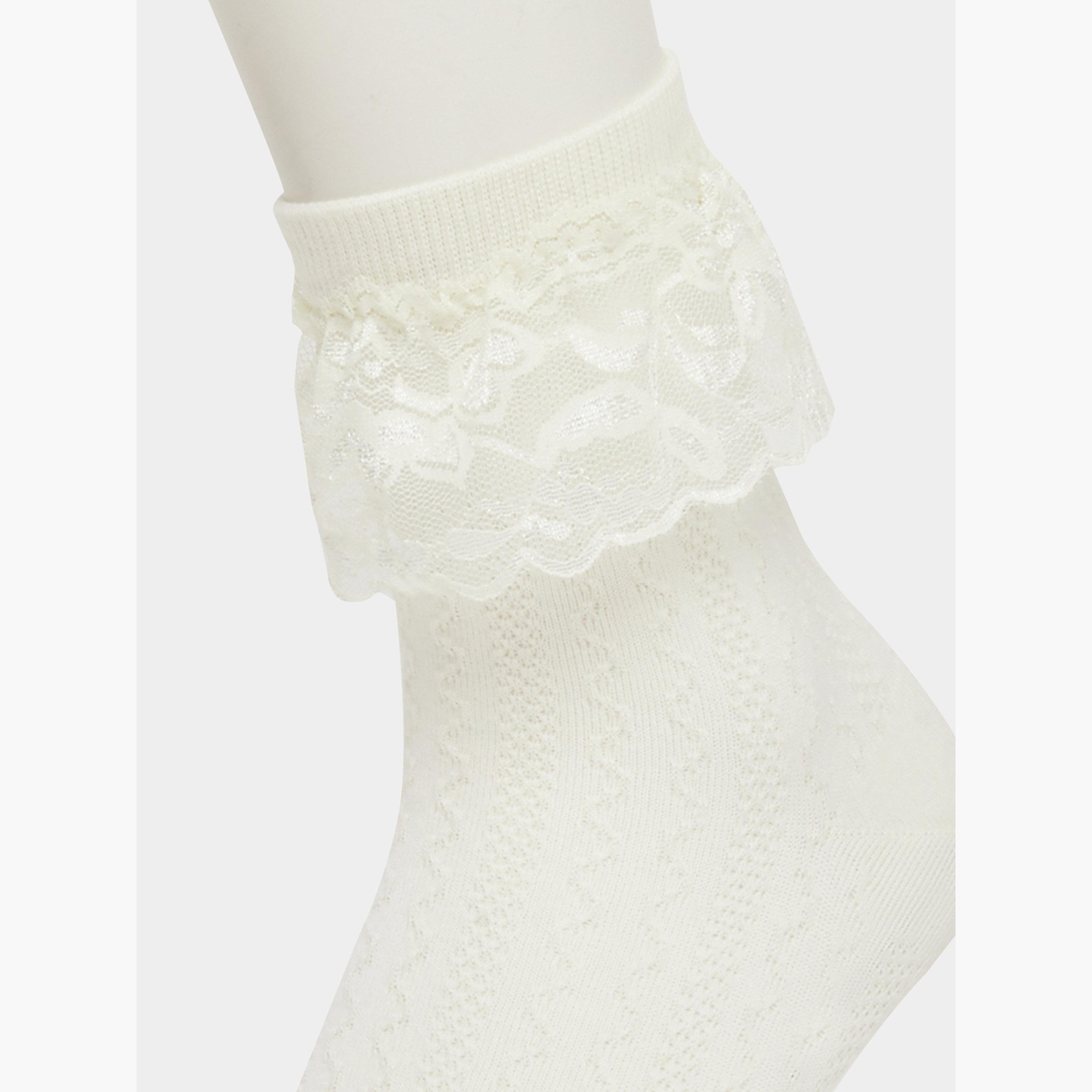 طقم 3 أزواج جوارب قصيرة بتفاصيل دانتيل-women-socksandstockings-image-3