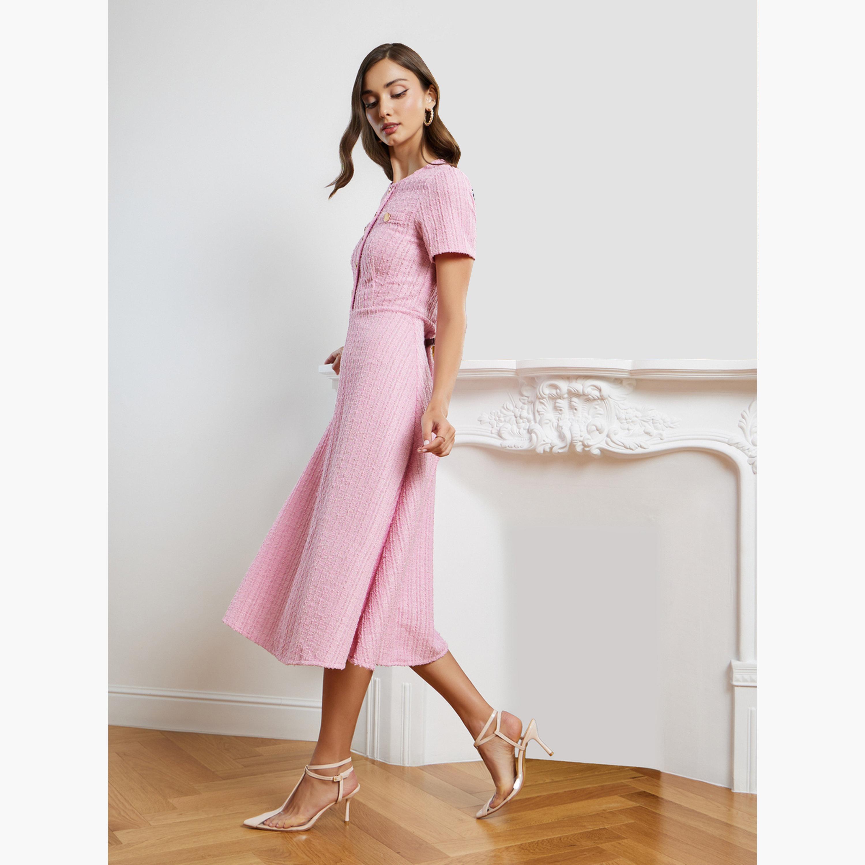 Styli Women Tweed Look Midi Dress-women-clothing-dresses-image-2