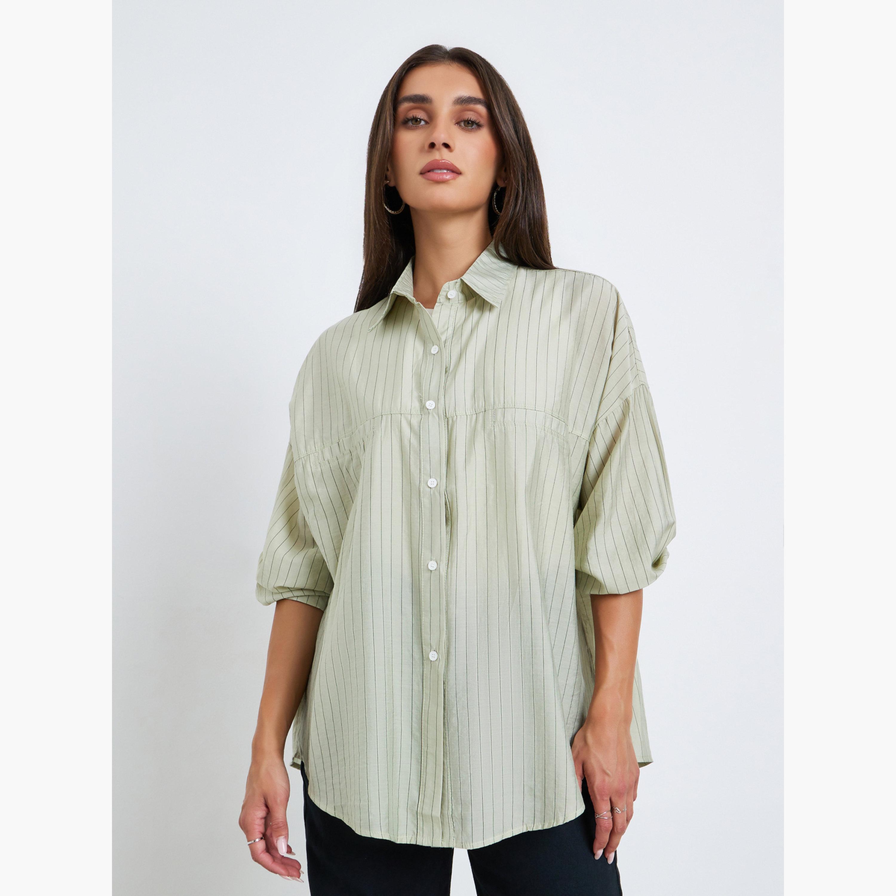 قميص بقصة واسعة ومخطط-women-clothing-shirtsandblouses-shirts-image-1