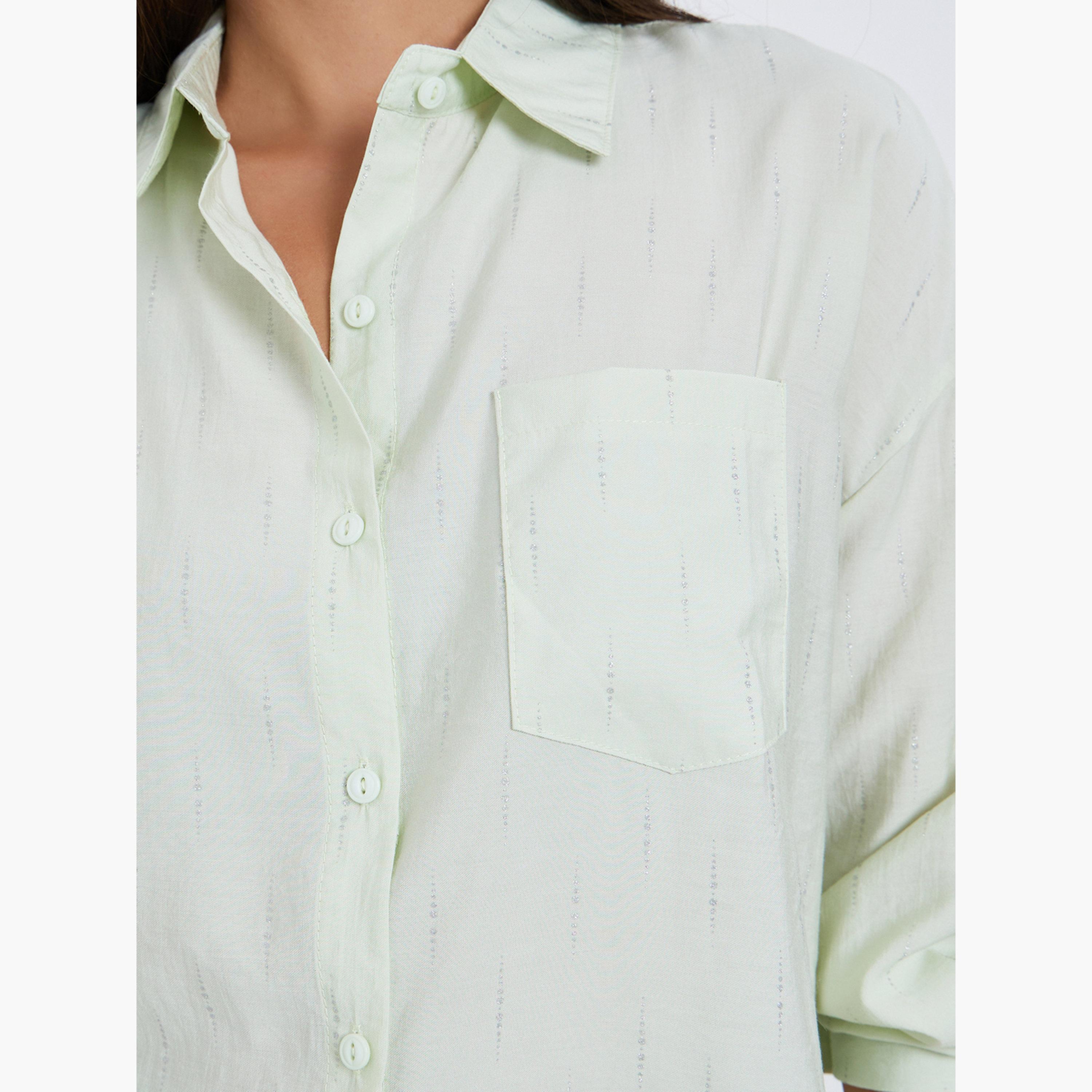 Styli Women Mint Green Embellished Oversized Shirt-women-clothing-shirtsandblouses-shirts-image-3