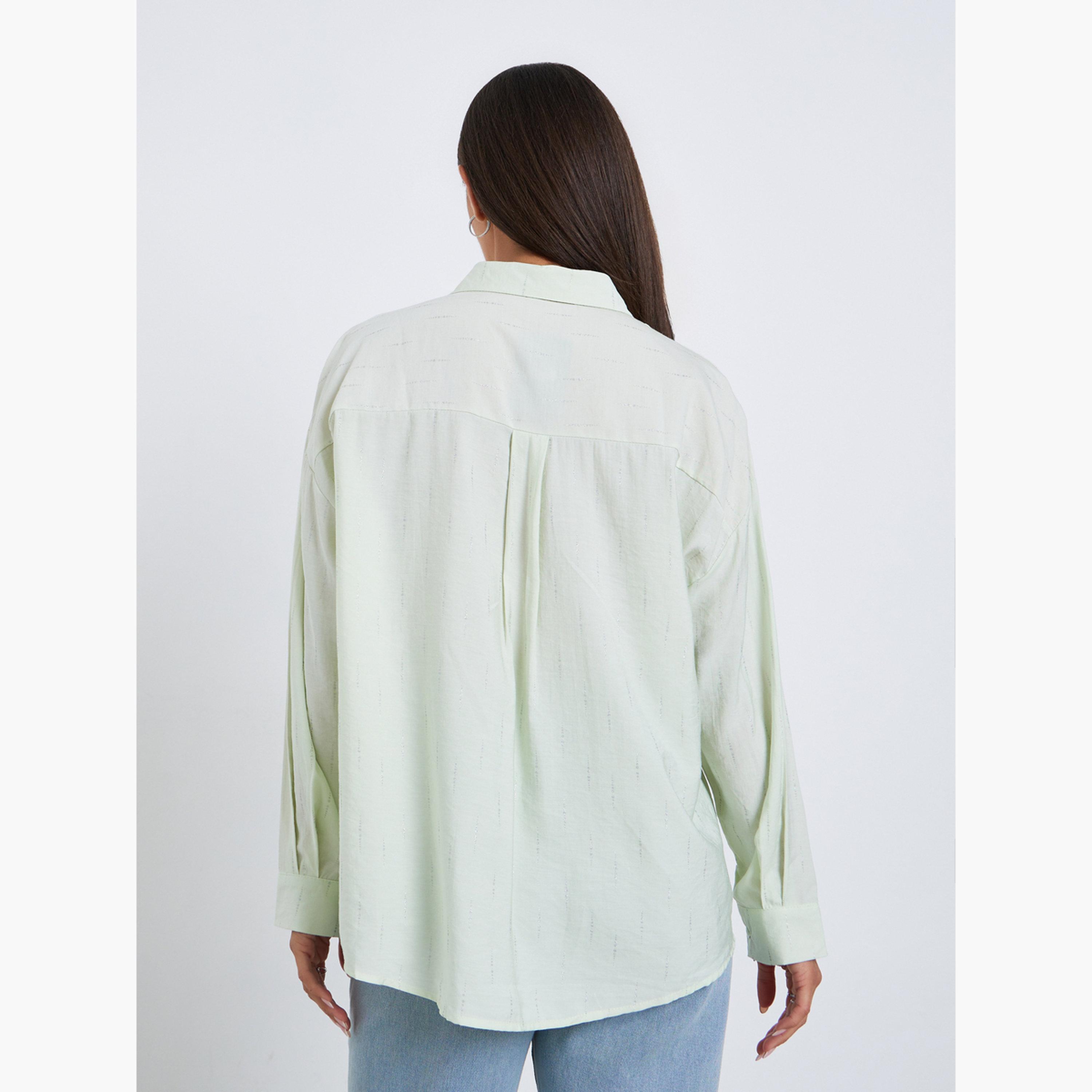 Styli Women Mint Green Embellished Oversized Shirt-women-clothing-shirtsandblouses-shirts-image-4