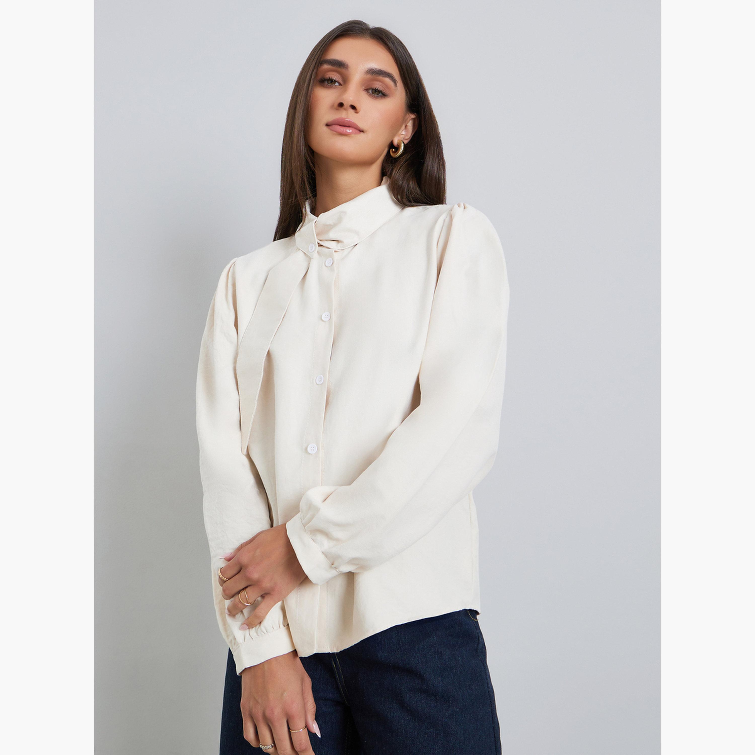 بلوزة كاجوال بأكمام بالون-women-clothing-shirtsandblouses-shirts-image-1