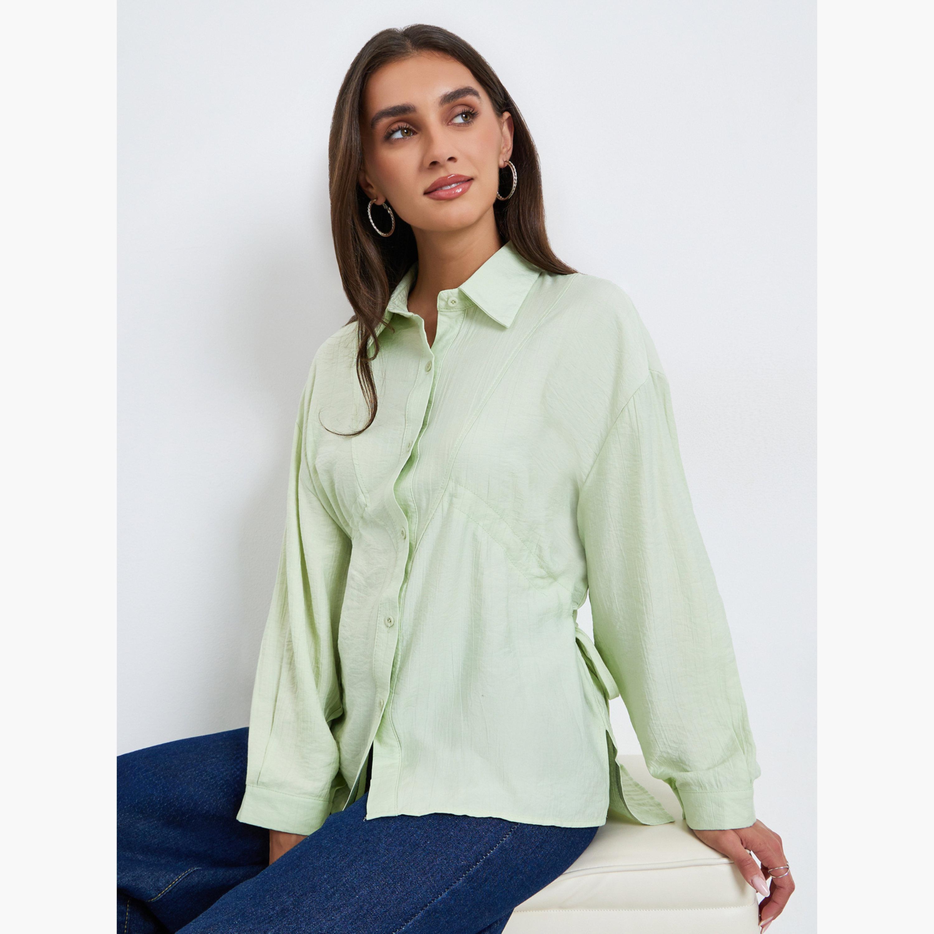 بلوزة بأكمام طويلة برباط سحب-women-clothing-shirtsandblouses-shirts-image-3