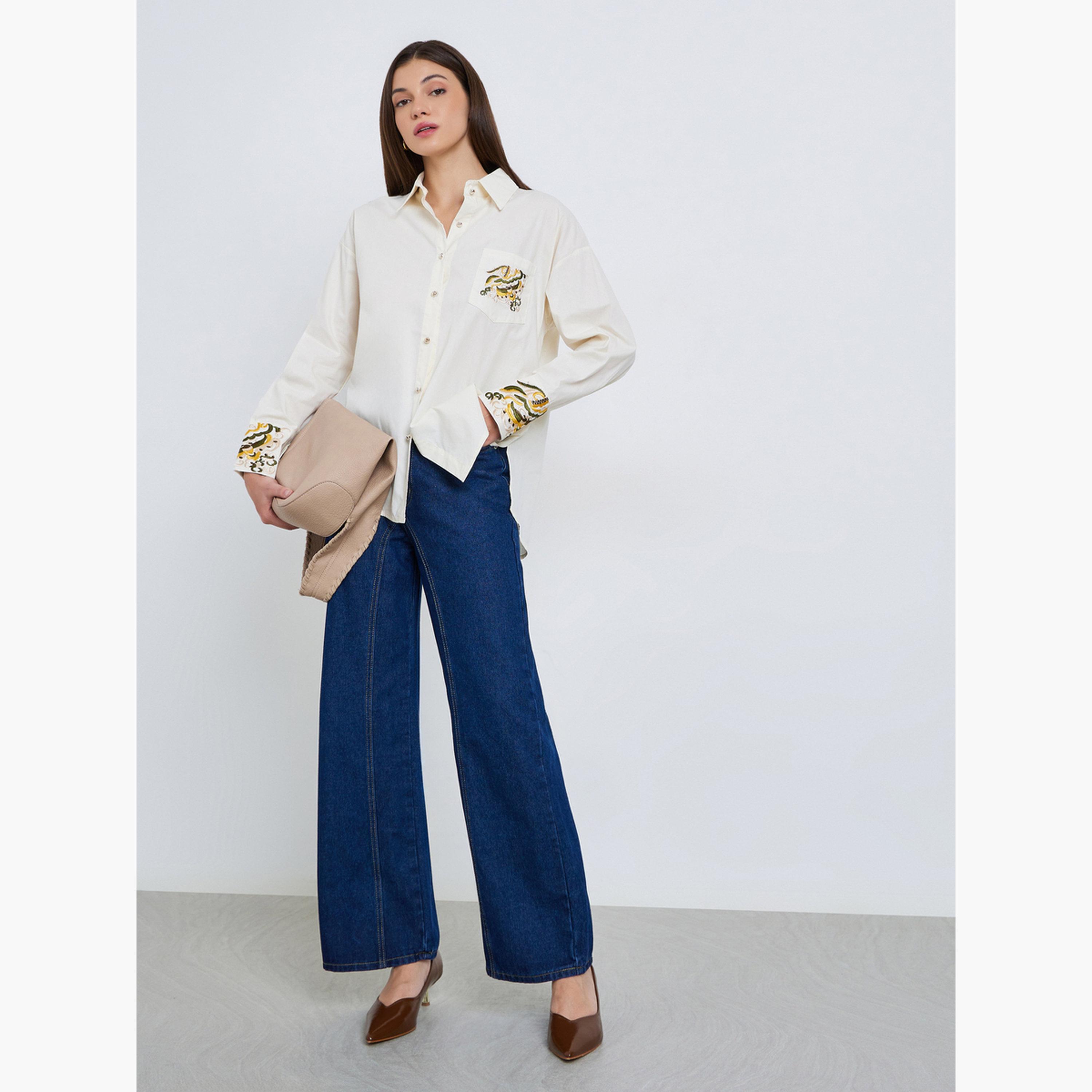 بلوزة واسعة بتفاصيل مُطرّزة-women-clothing-shirtsandblouses-shirts-image-2