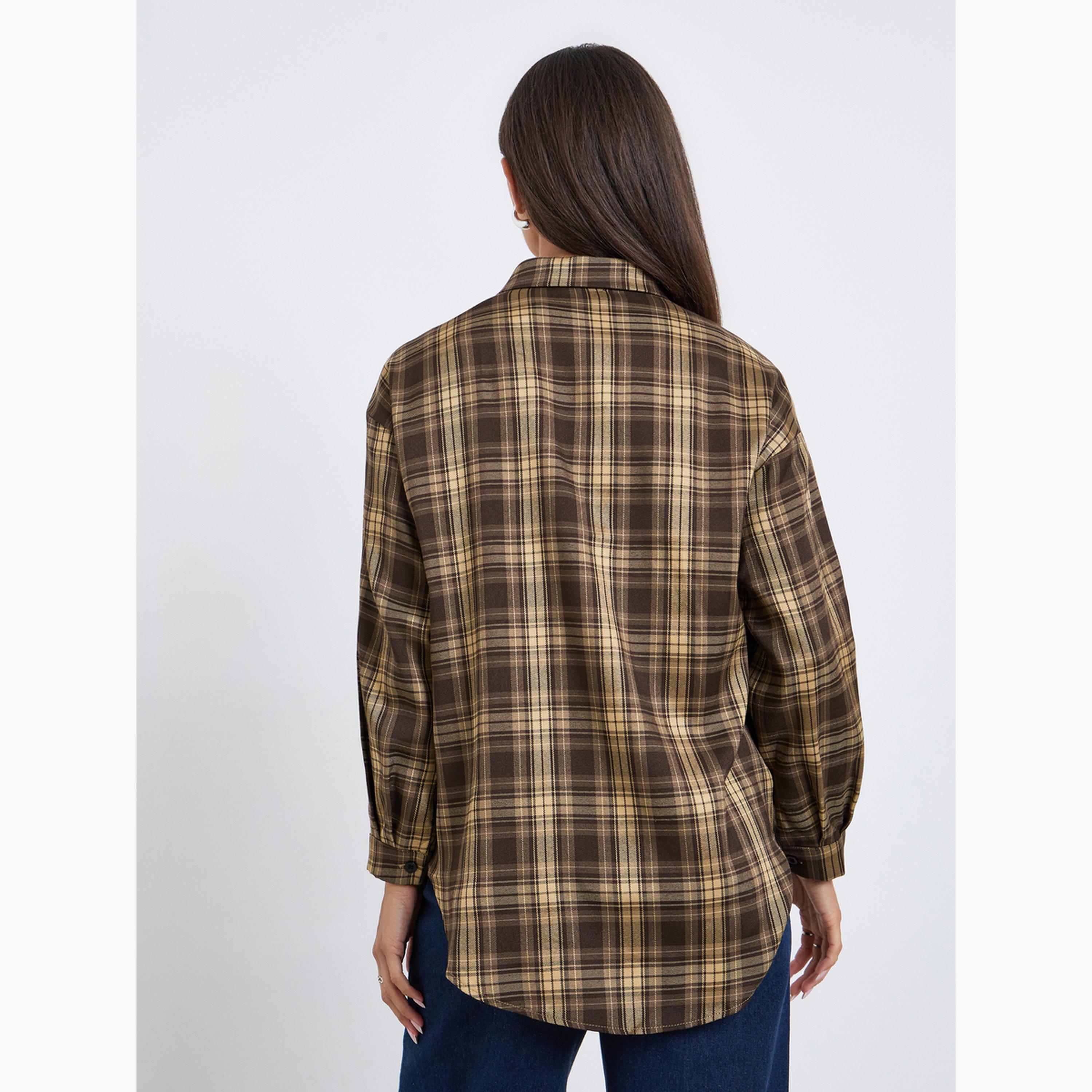 قميص بقصة واسعة بنمط بريبي ومربعات-women-clothing-shirtsandblouses-shirts-image-5