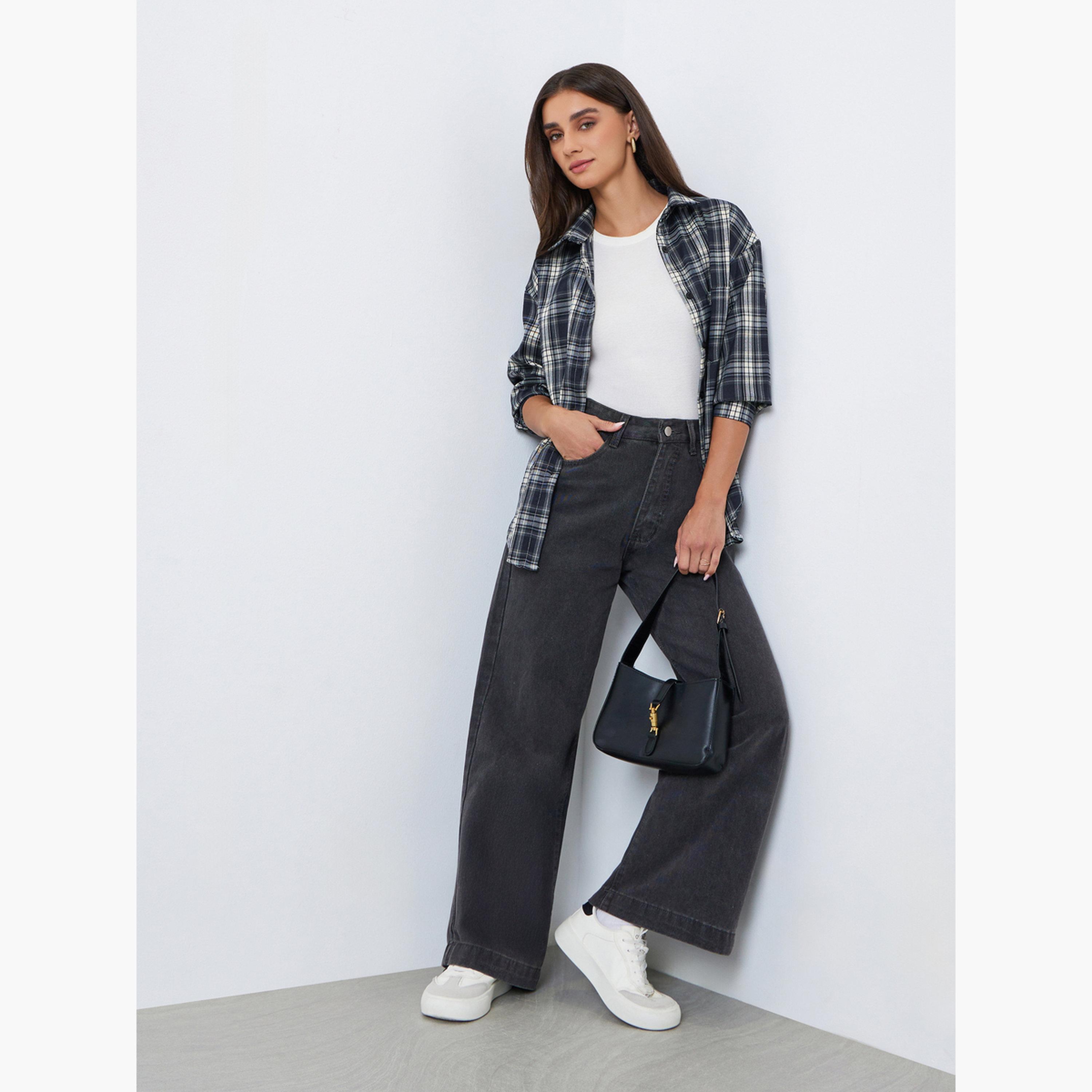 قميص كاروهات بأكمام طويلة وقَصَّة واسعة-women-clothing-shirtsandblouses-shirts-image-2
