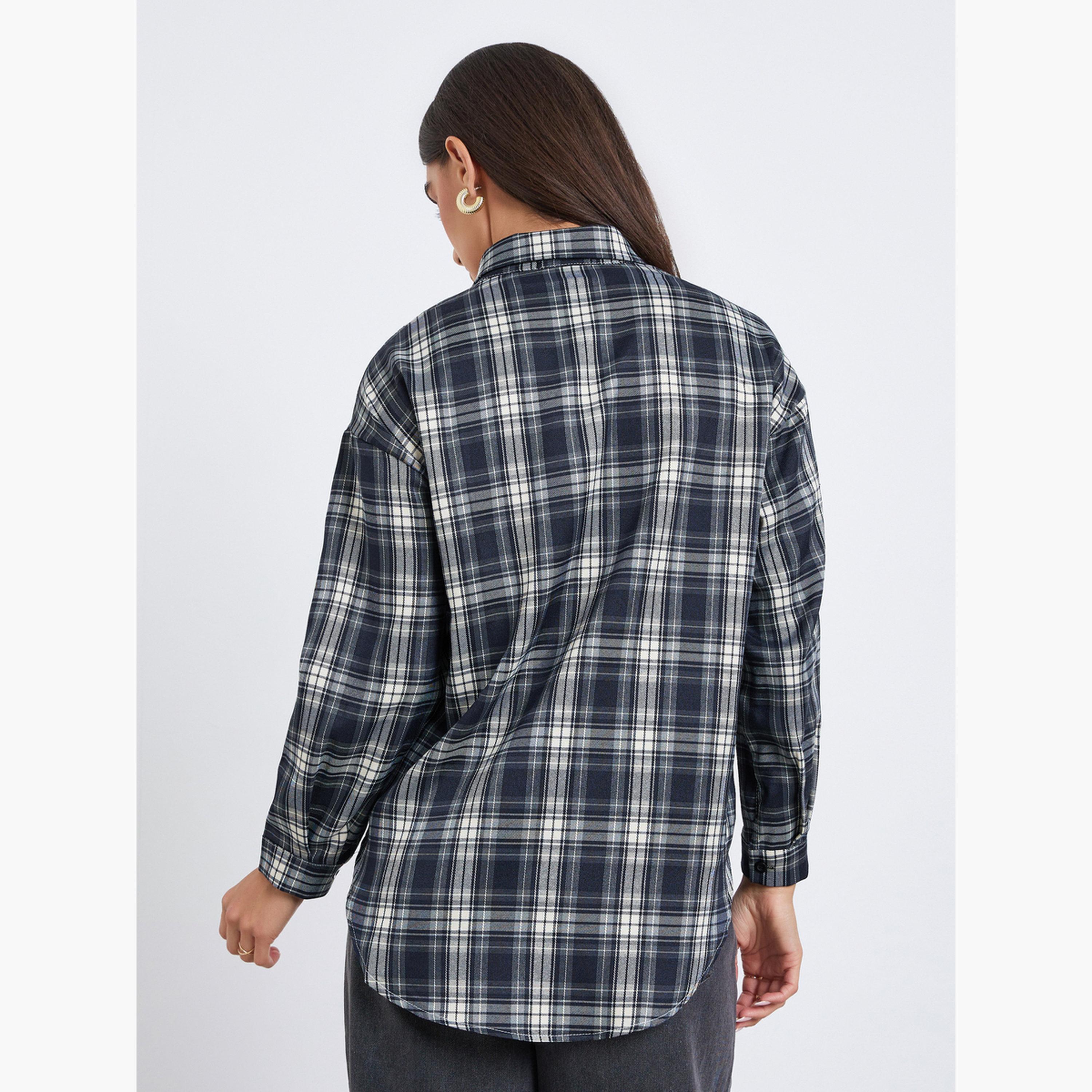 Styli Women Plaid Oversized Long Sleeve Shirt-women-clothing-shirtsandblouses-shirts-image-5