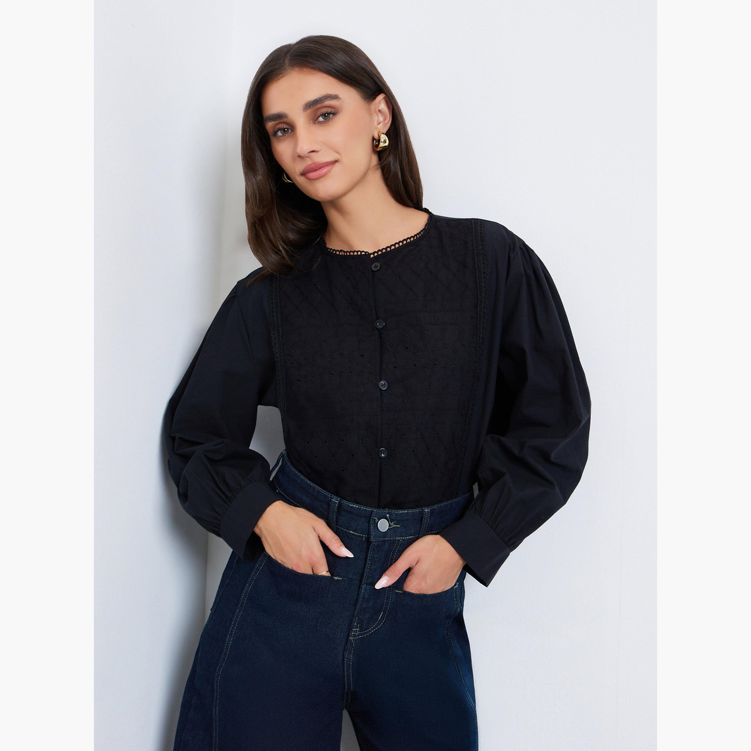 Styli Women Embroidered Front Panel Blouse-women-clothing-shirtsandblouses-blouses-image-3