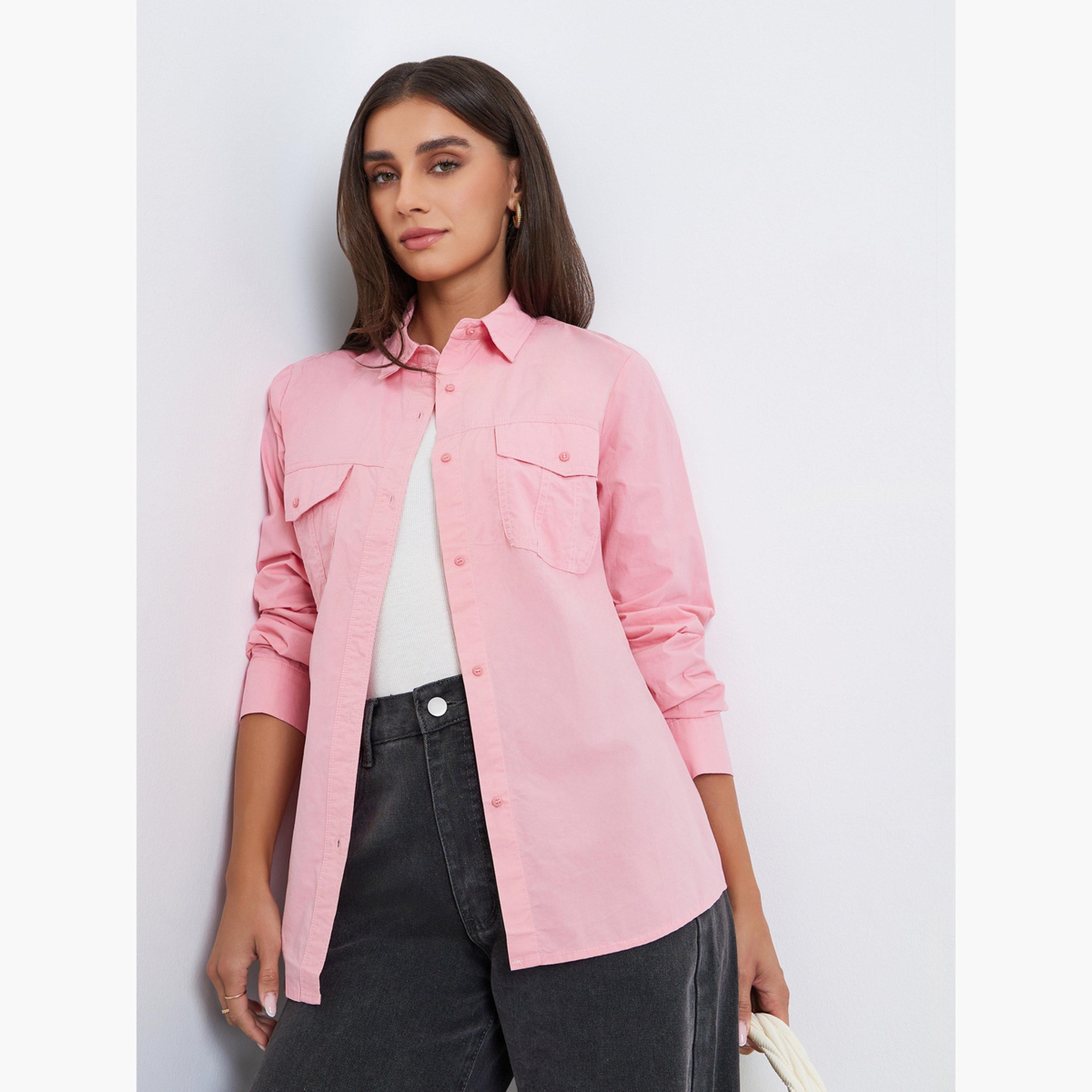 قميص وردي بأكمام طويلة وقَصَّة واسعة-women-clothing-shirtsandblouses-shirts-image-3