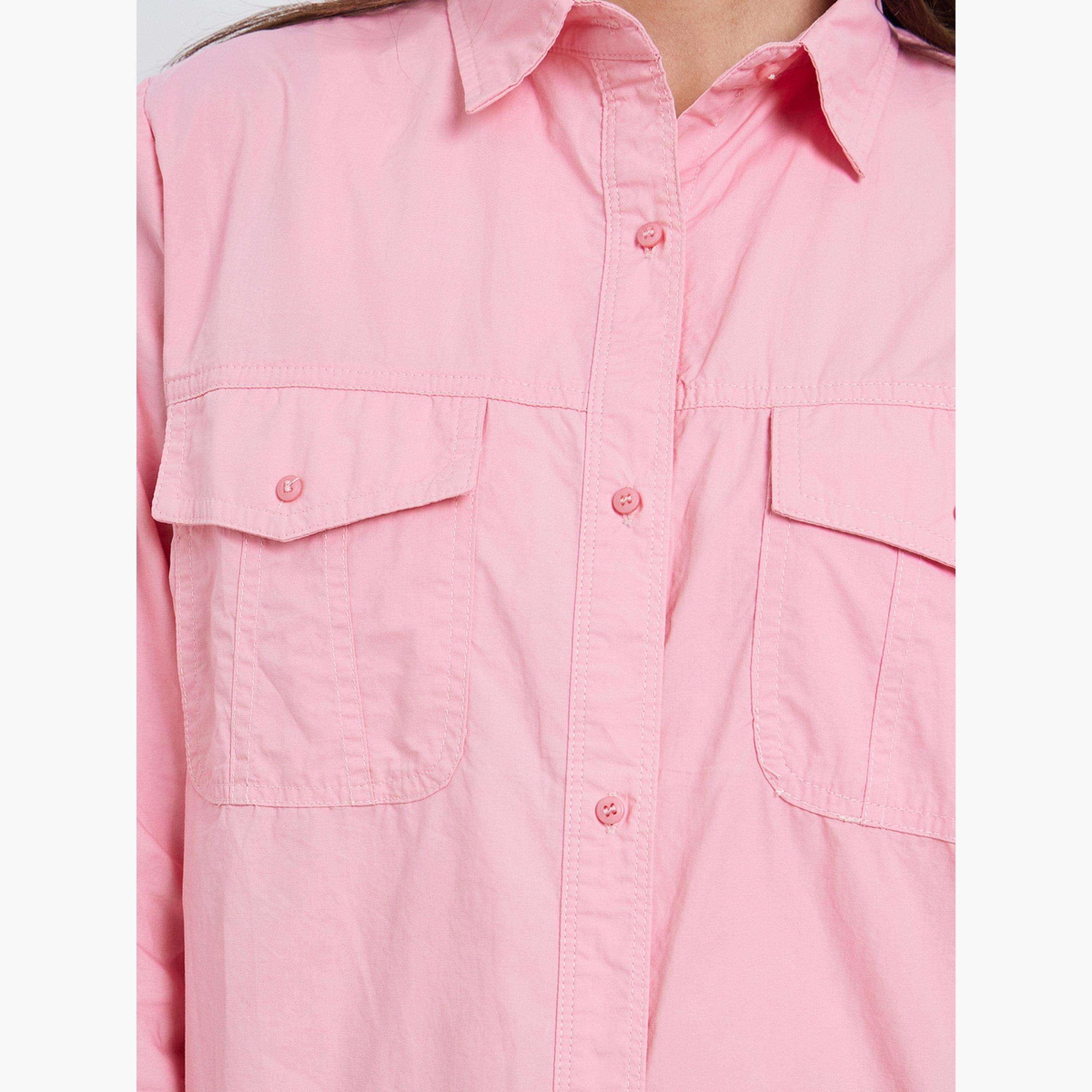 Styli Women Pink Long Sleeve Oversized Shirt-women-clothing-shirtsandblouses-shirts-image-4
