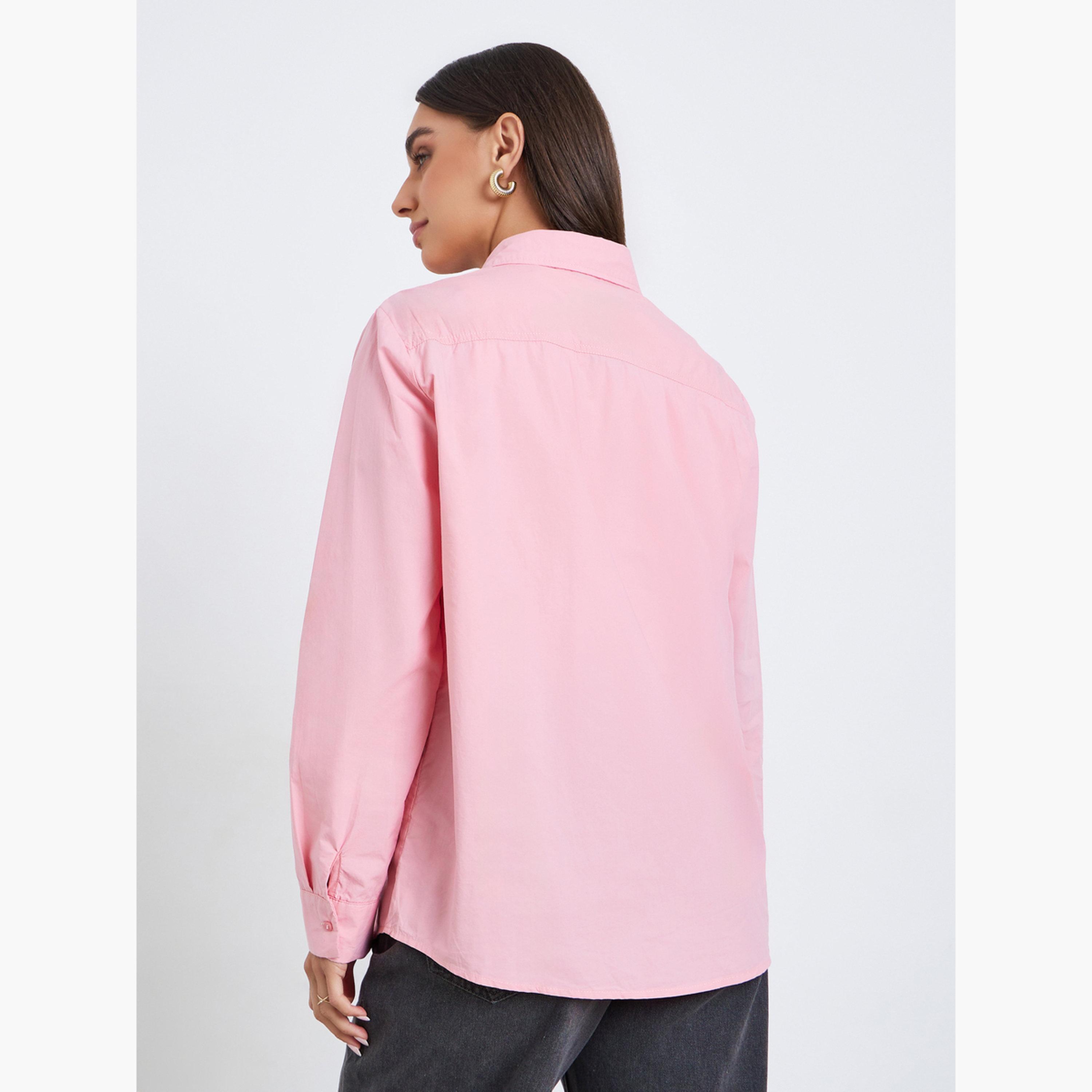 Styli Women Pink Long Sleeve Oversized Shirt-women-clothing-shirtsandblouses-shirts-image-5