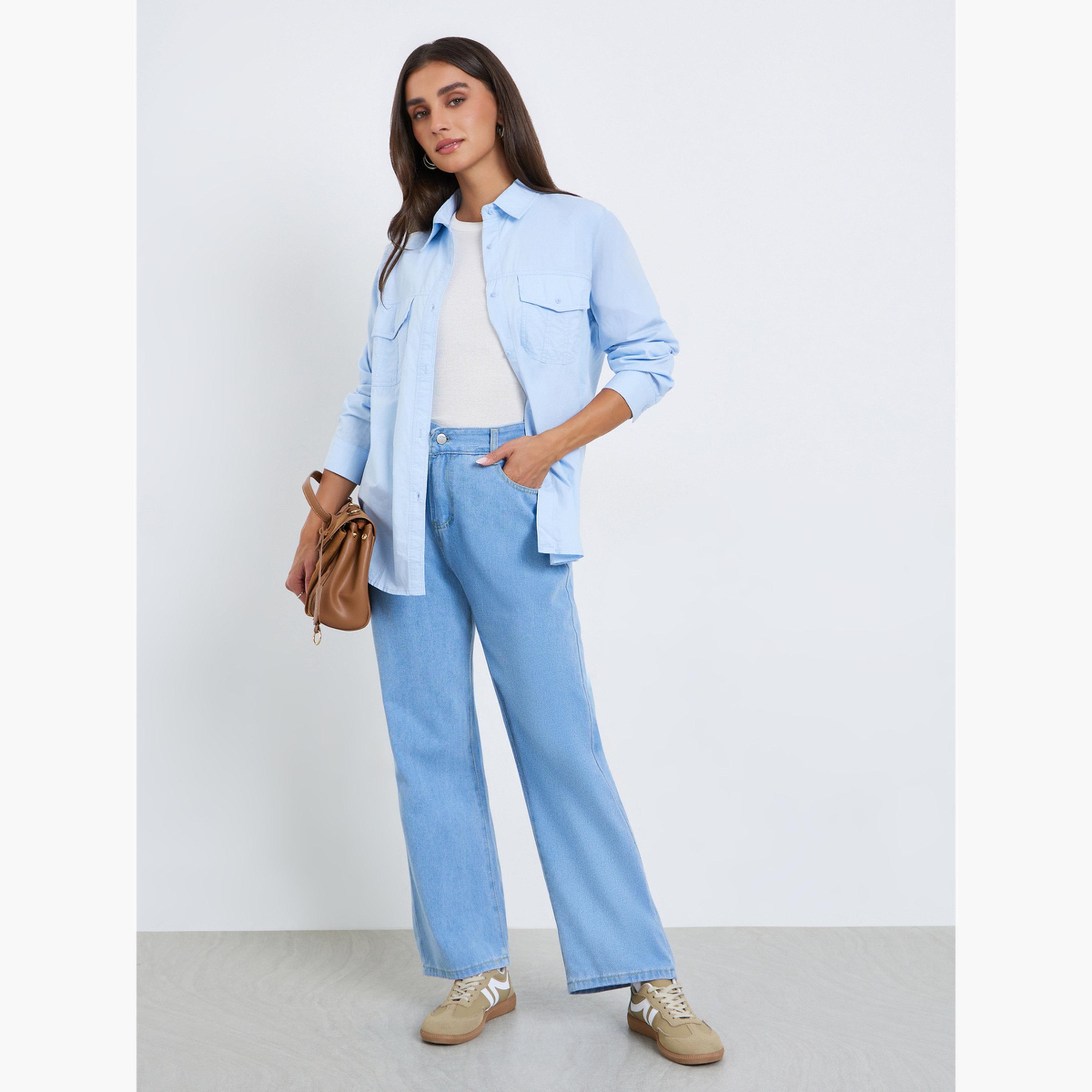 بلوزة بقصة واسعة وأكمام طويلة-women-clothing-shirtsandblouses-shirts-image-2