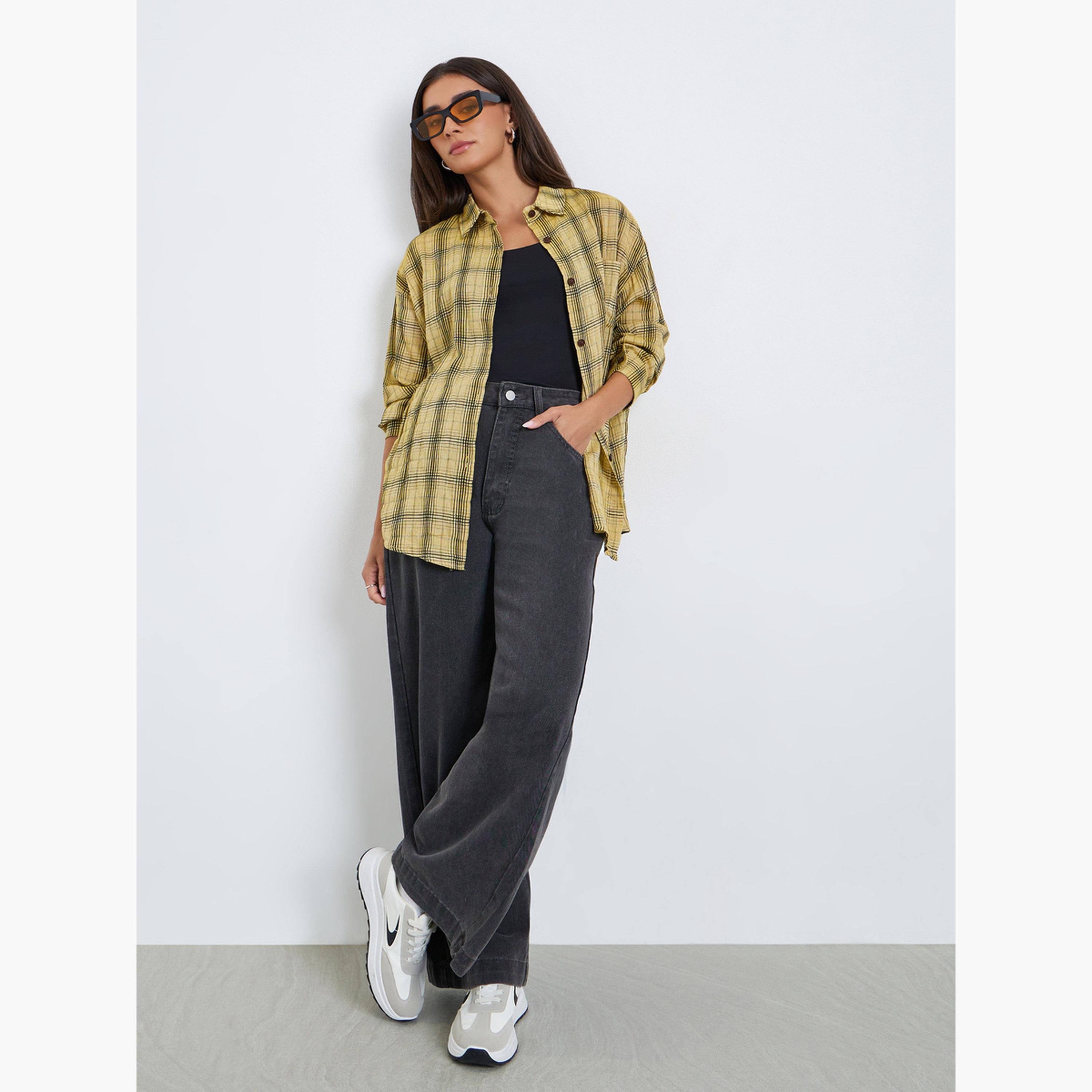 Styli Women Plaid Preppy Style Oversized Shirt-women-clothing-shirtsandblouses-shirts-image-2