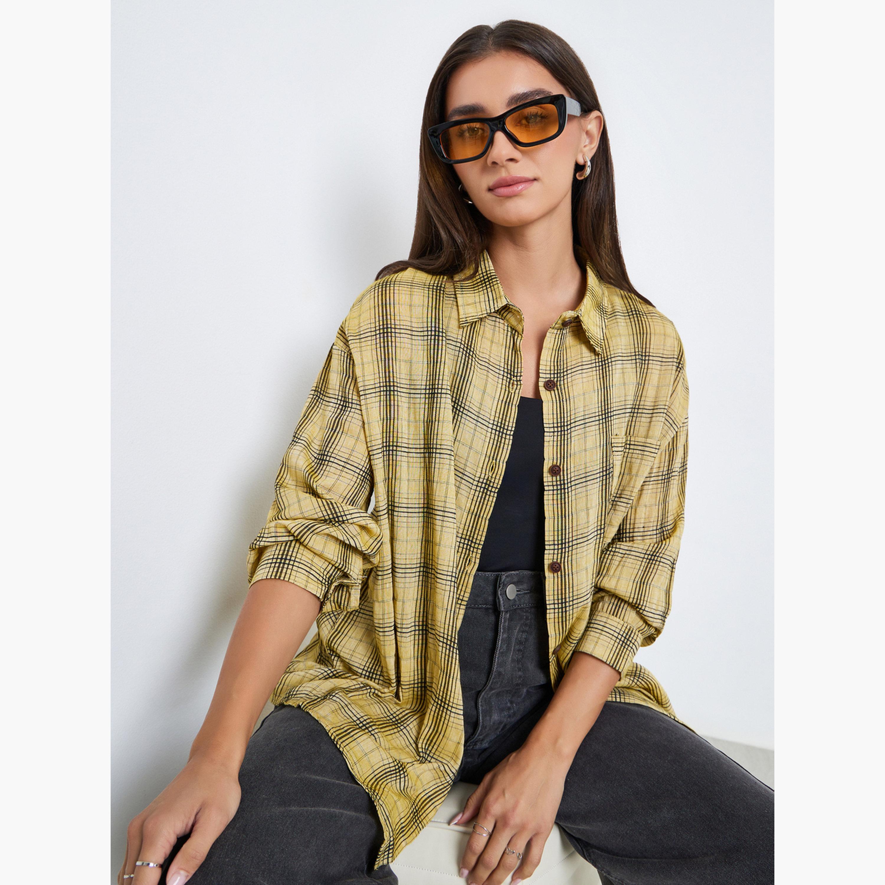 Styli Women Plaid Preppy Style Oversized Shirt-women-clothing-shirtsandblouses-shirts-image-3