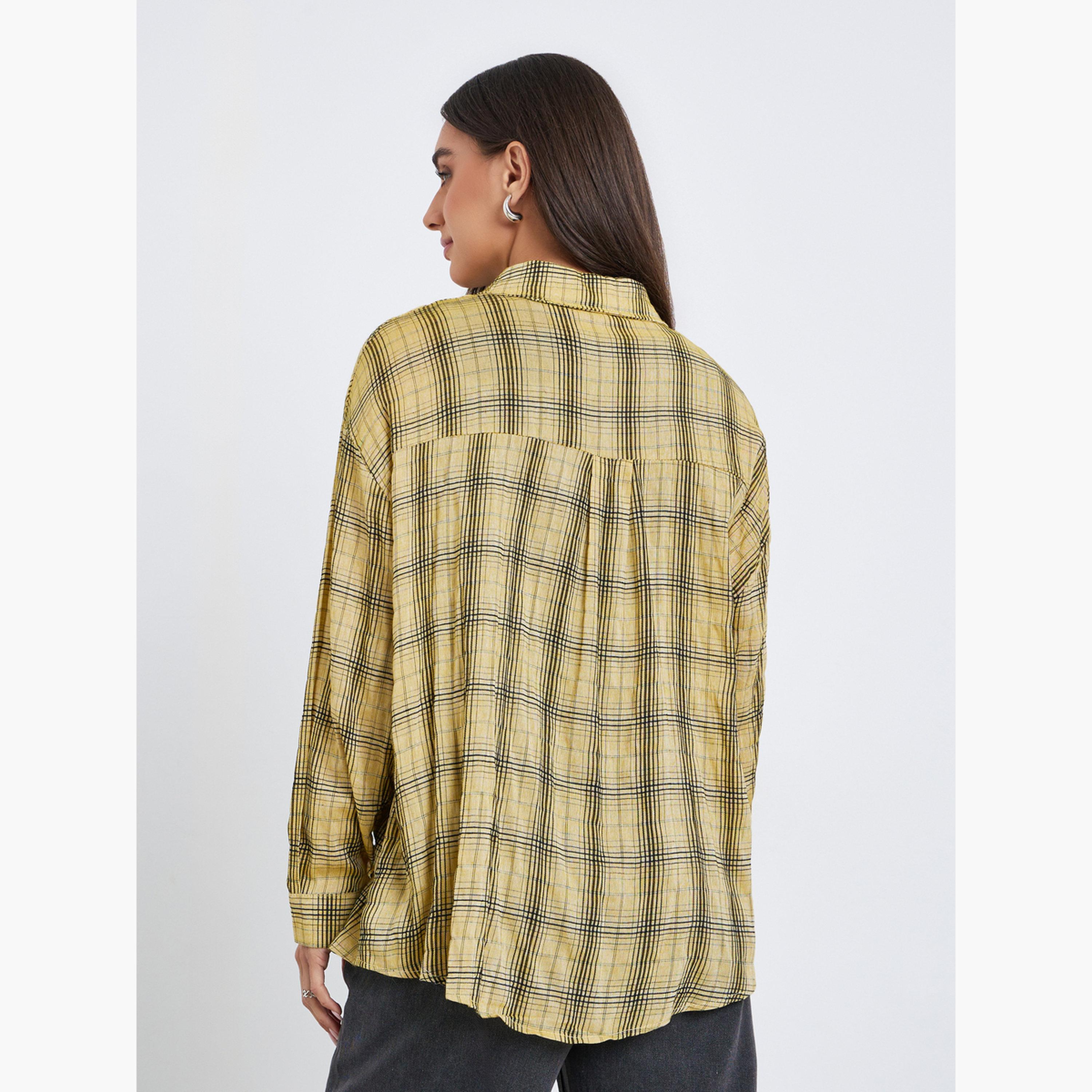 قميص بقصة واسعة بنمط بريبي ومربعات-women-clothing-shirtsandblouses-shirts-image-5