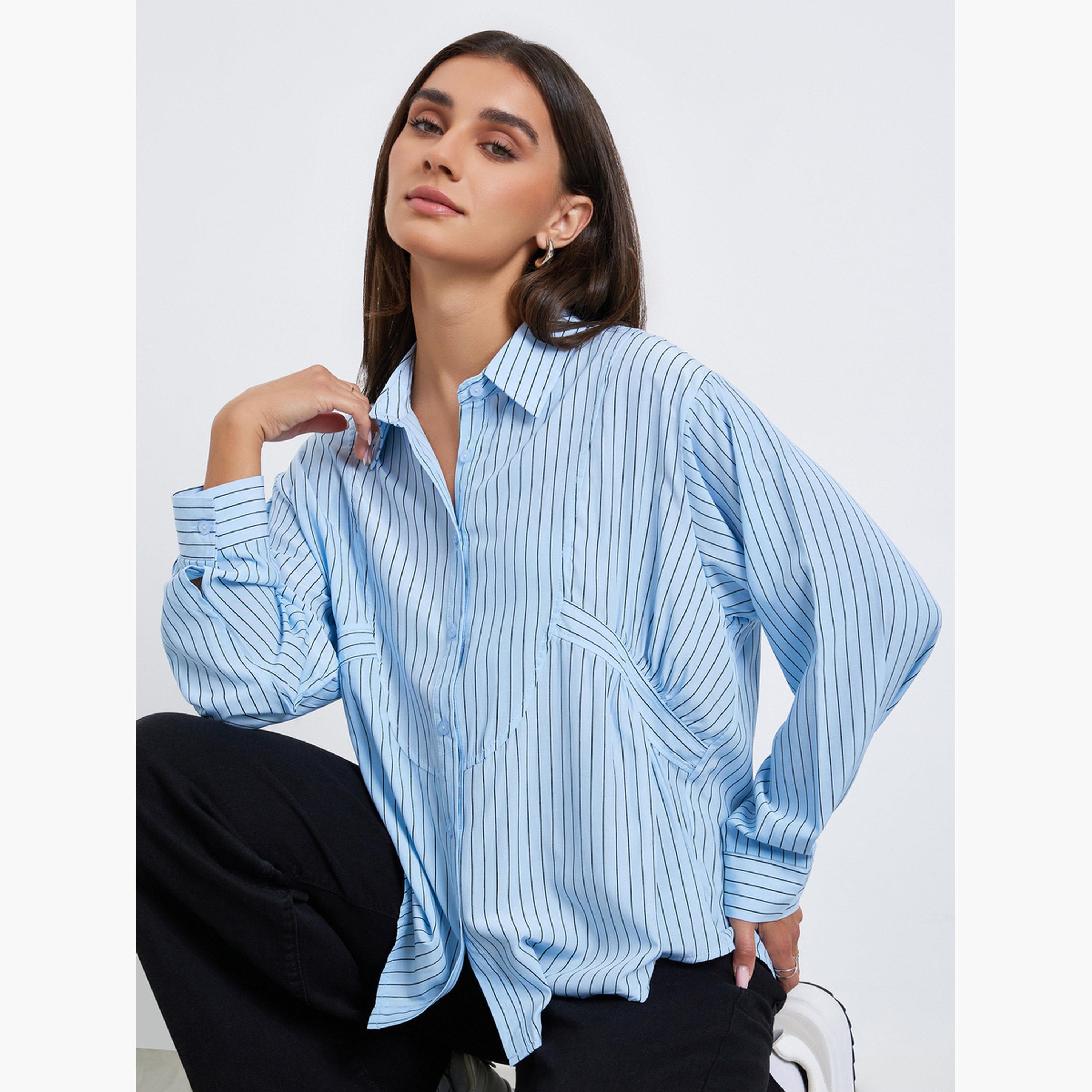 Styli Women Striped Oversized Shirt-women-clothing-shirtsandblouses-shirts-image-3