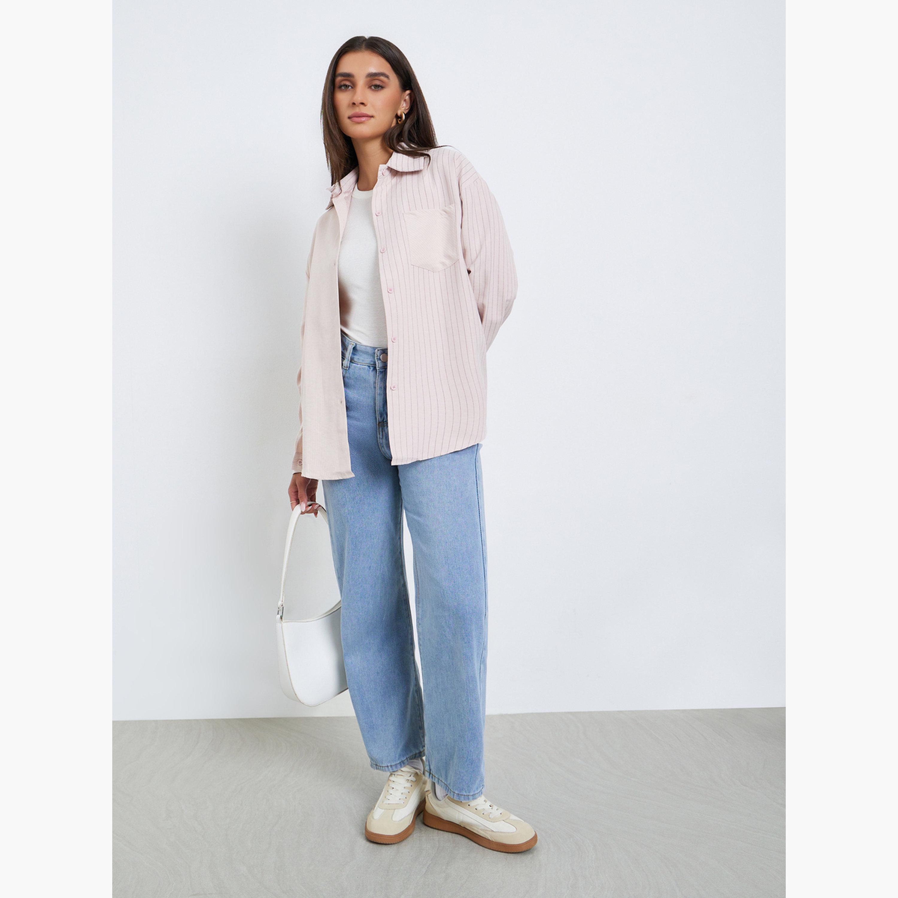 Styli Women Striped Oversized Casual Shirt-women-clothing-shirtsandblouses-shirts-image-2