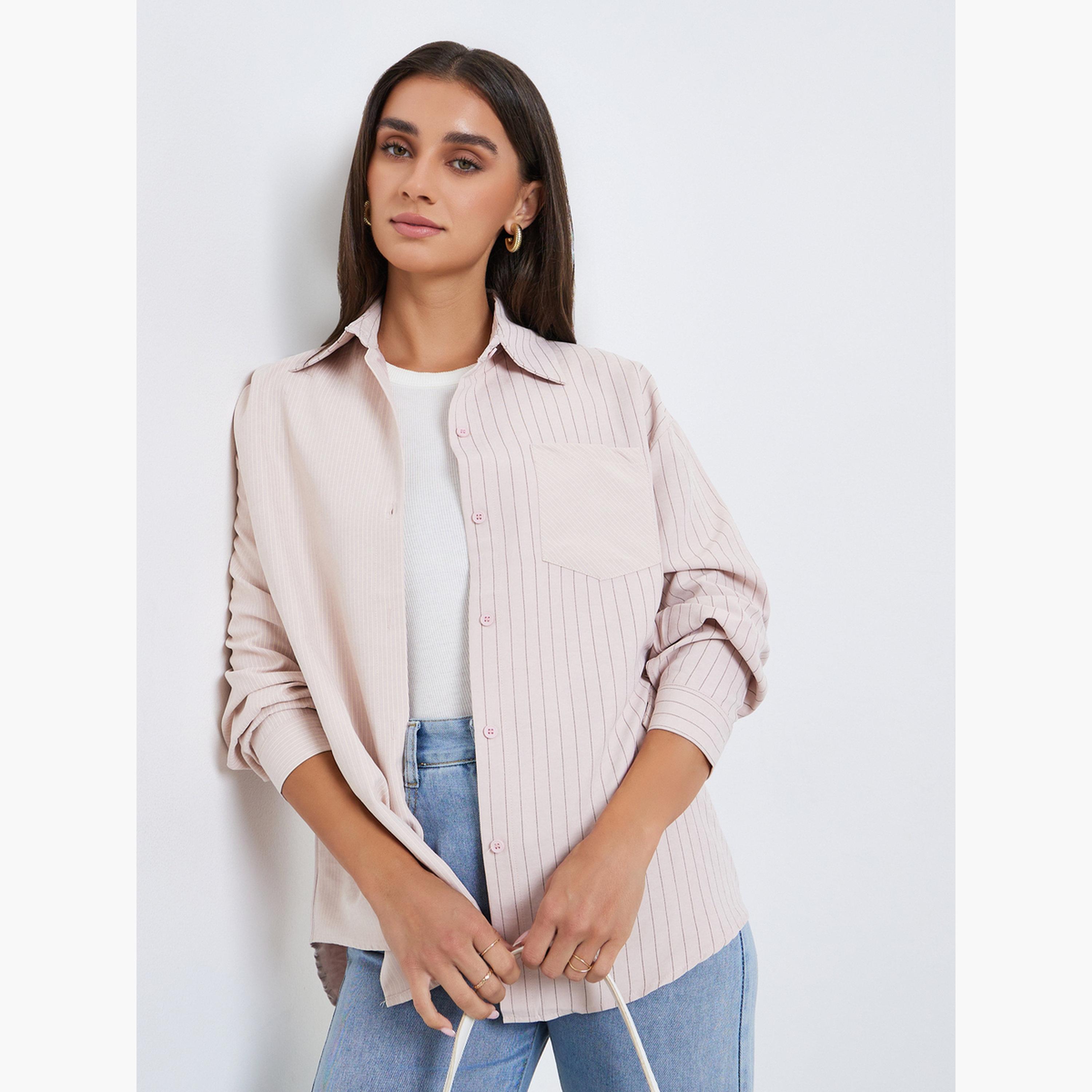 Styli Women Striped Oversized Casual Shirt-women-clothing-shirtsandblouses-shirts-image-3